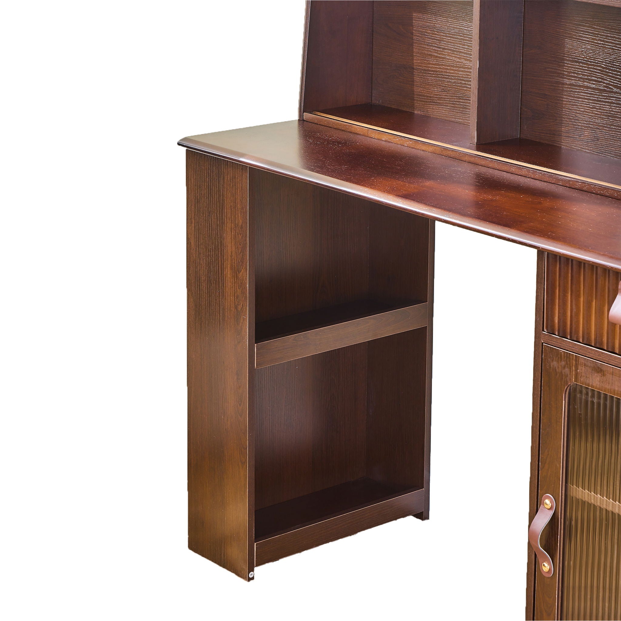 Modern Elegance Makeup Vanity Desk With Adjustable Lighted Mirror Storage Shelves Drawer And Cabinet - Walnut