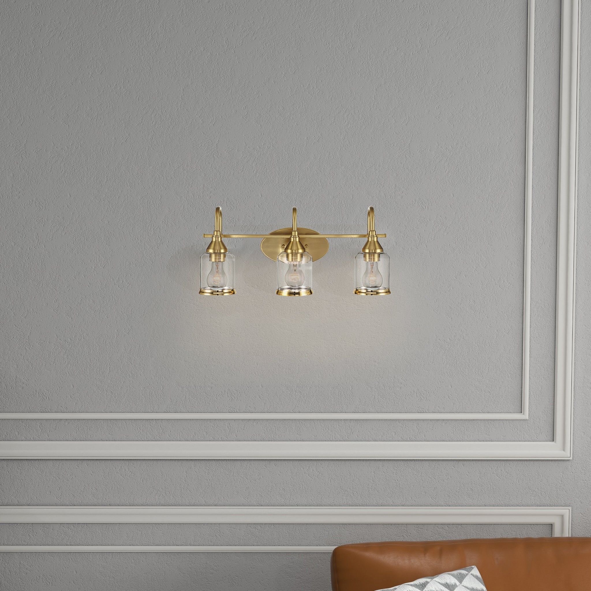 Twilight - 3 Lights Brush Contemporary Vanity Light - Clear / Gold