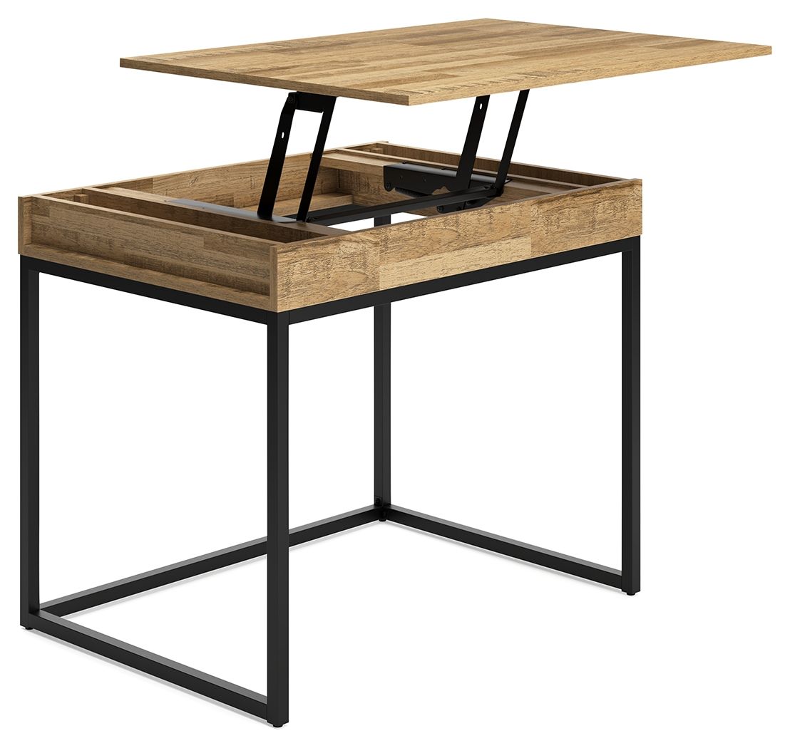 Signature Design by Ashley® Gerdanet - Light Brown / Black - Home Office Lift Top Desk | Meri Furniture