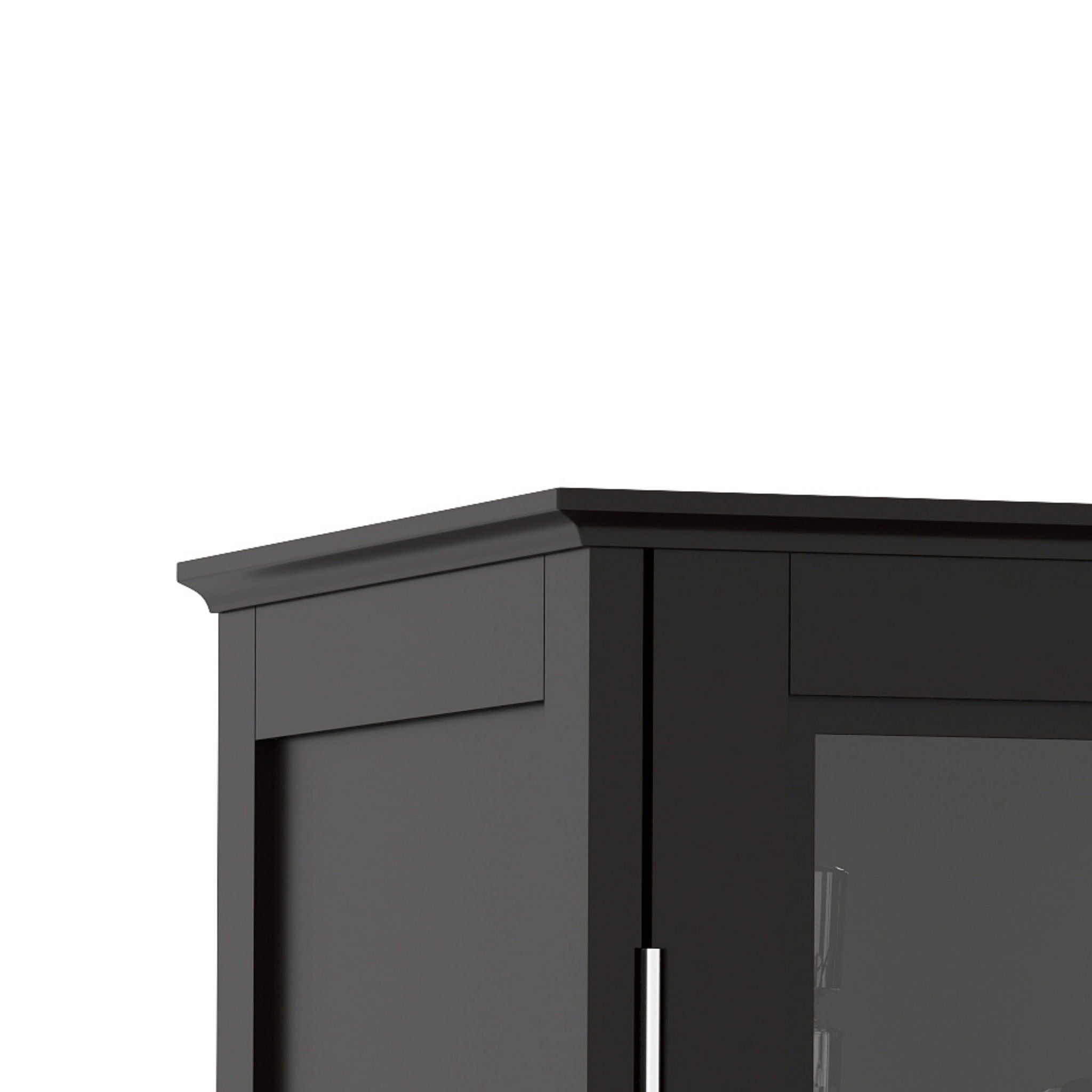 Minimalist Buffet Cabinet With Double Glass Doors And Drawer