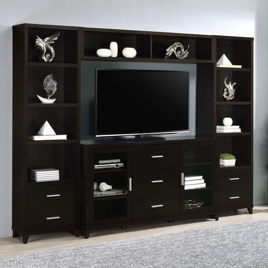 Coaster Fine Furniture Lewes - 4 Piece TV Entertainment Center - Cappuccino | Meri Furniture