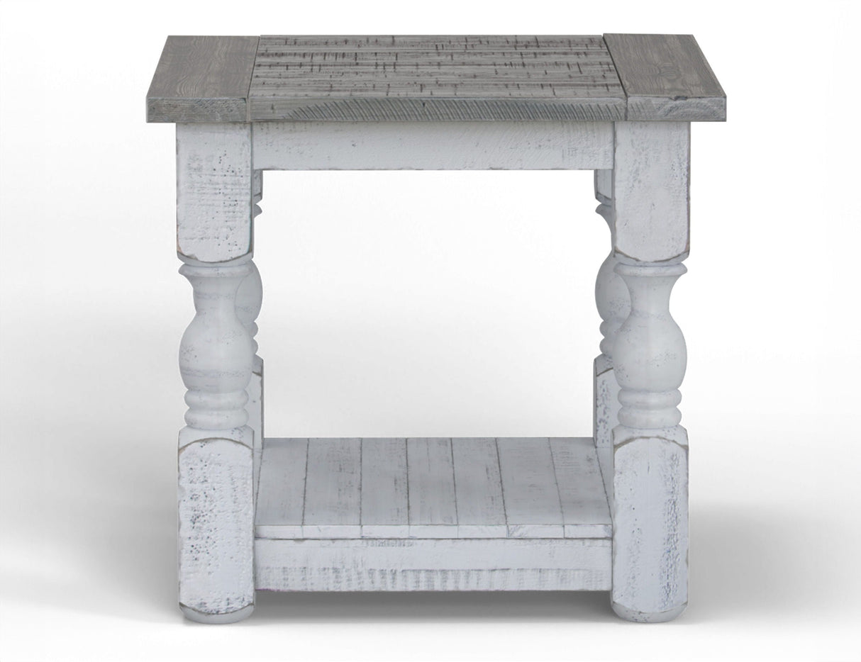 International Furniture Direct Stone - End Table - Antiqued Ivory / Weathered Gray | Meri Furniture