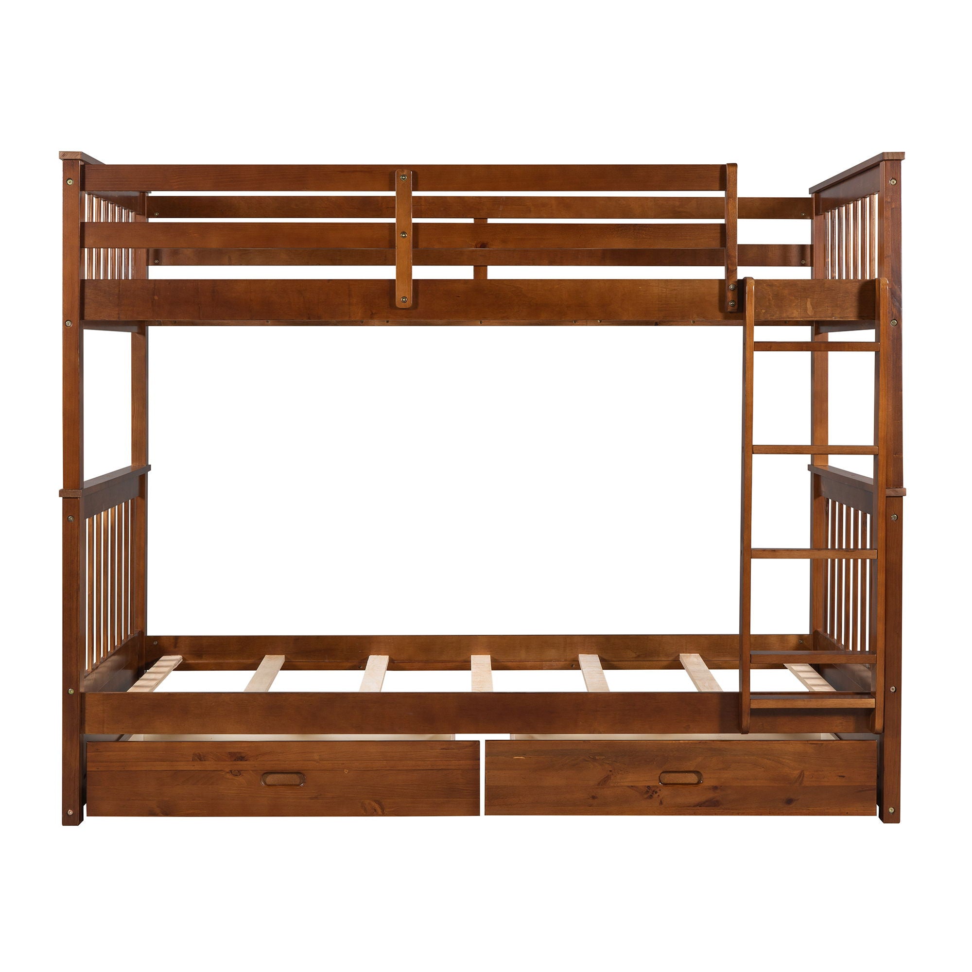 Bunk Bed With Ladders And 2 Storage Drawers
