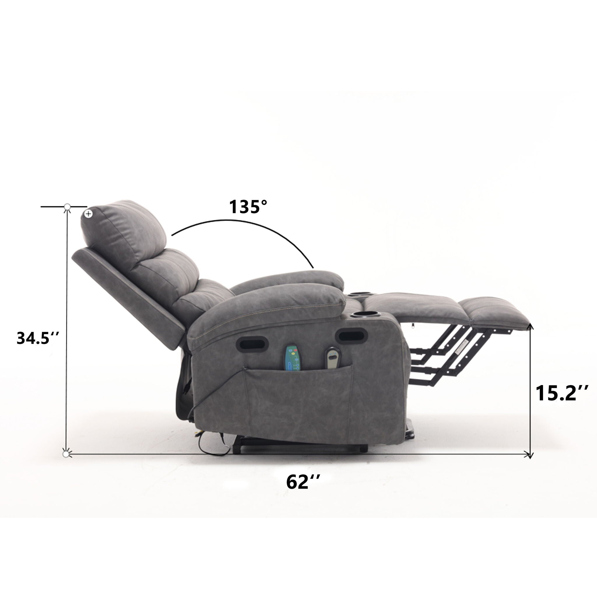 Cozy Electric Power Lift Recliner Chair Sofa For Elderly With Vibration Massage And Lumbar Heat