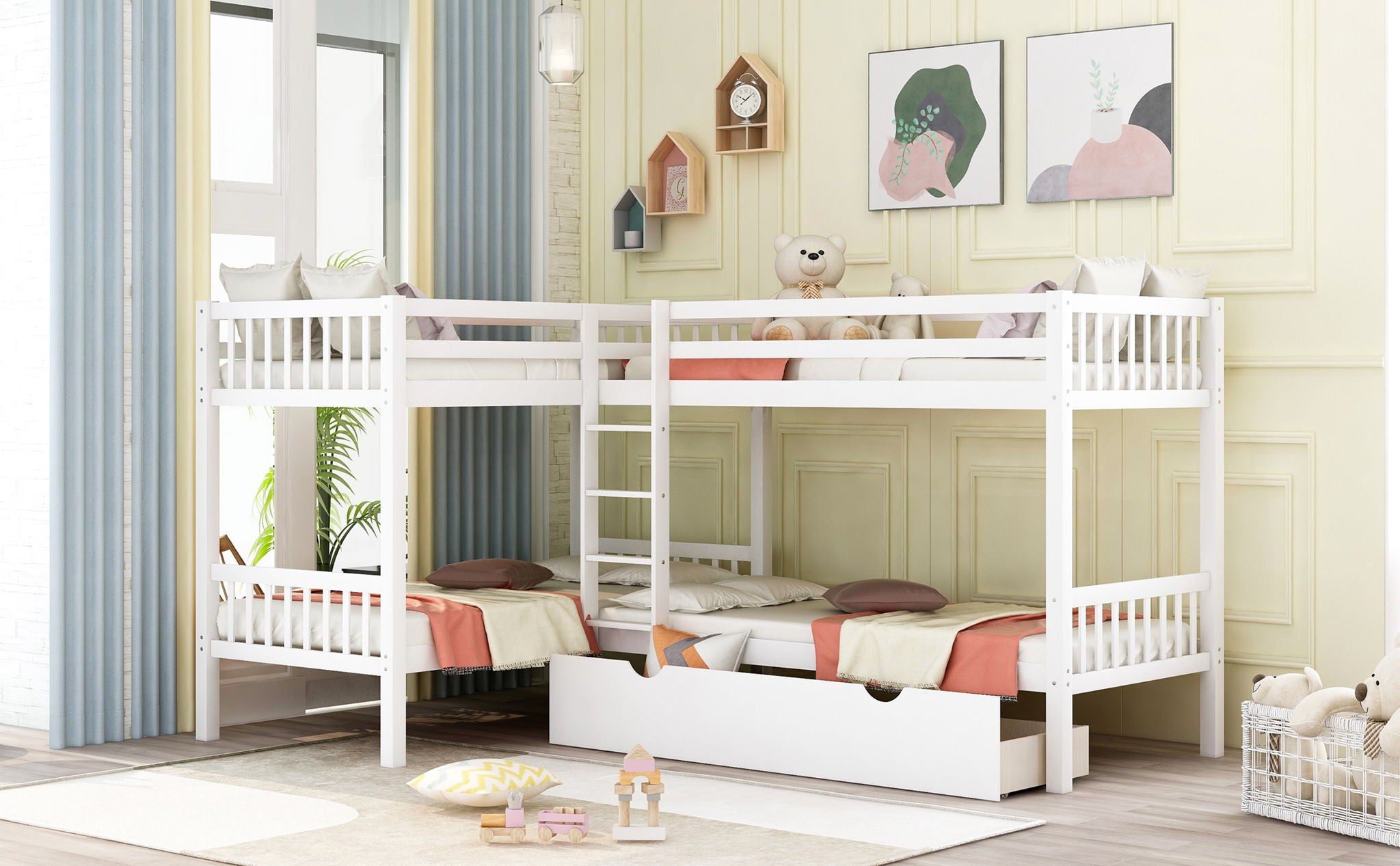 L Shaped Bunk Bed With Drawers