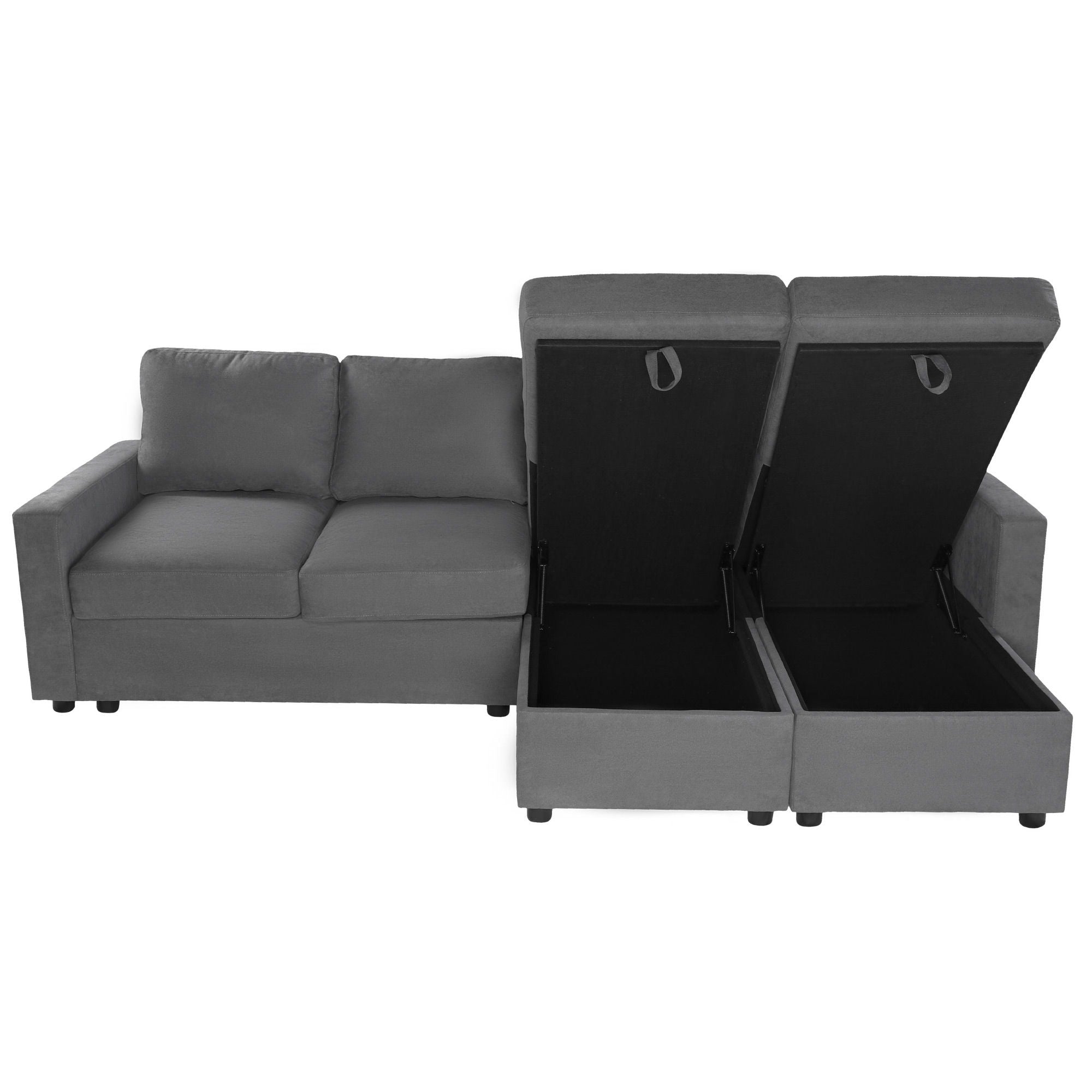 Convertible Sectional Sofa With Storage Chaise Lounges And USB Ports