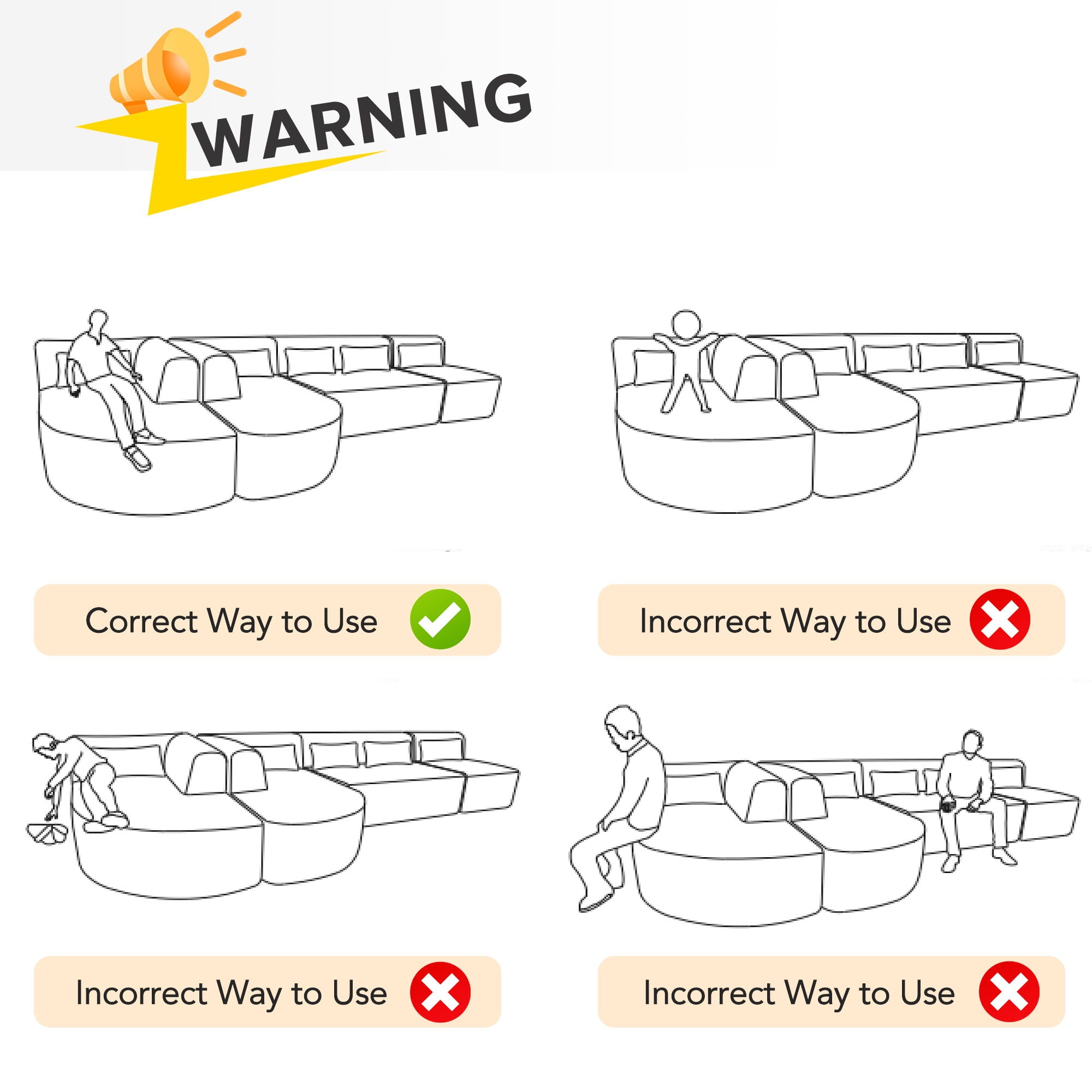 Upholstered Sofa Free Combined Sofa Couch With 2 Chaise Lounge And Five Back Pillows For Living Room