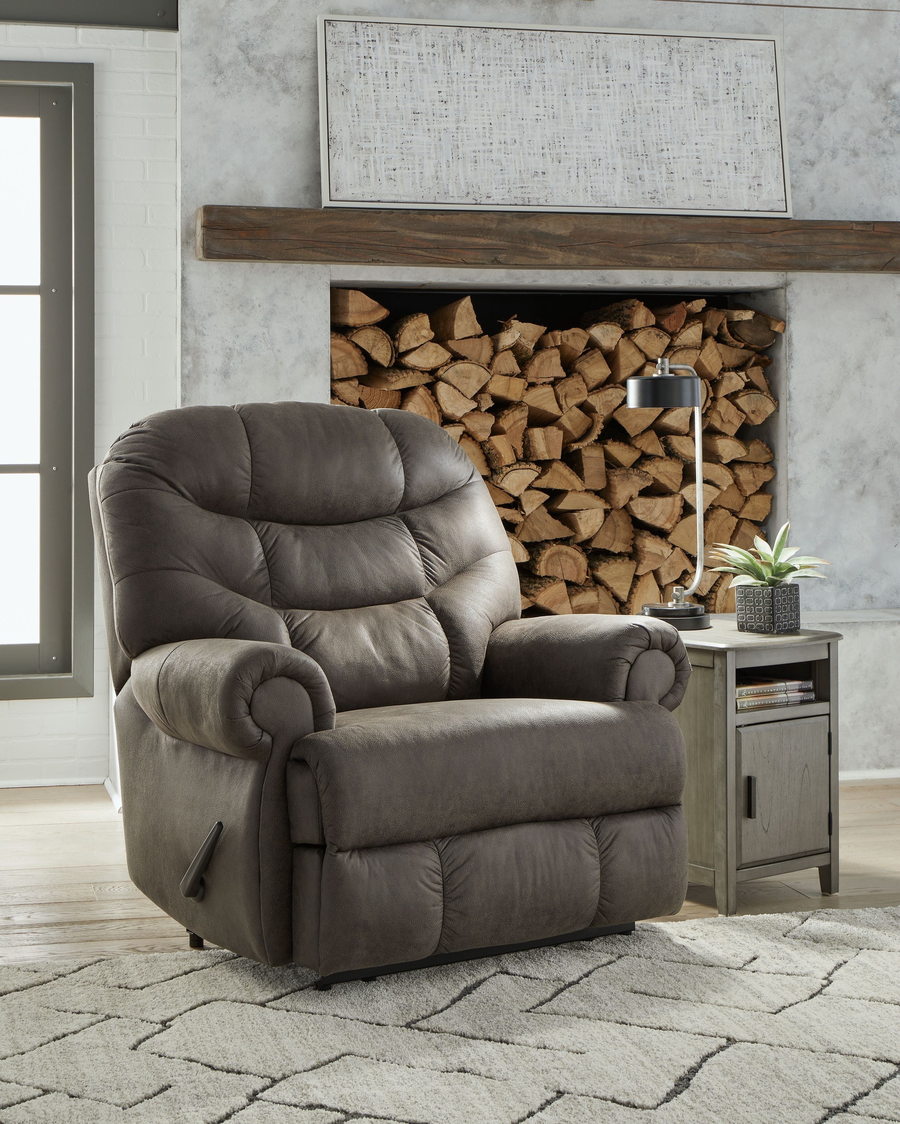 Signature Design by Ashley® Camera Time - Gunmetal - Zero Wall Recliner | Meri Furniture