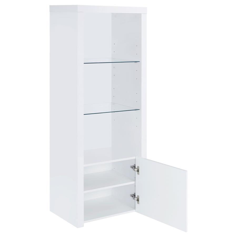 Coaster Fine Furniture Jude - 3-Shelf Engineered Wood Media Tower - High Gloss White | Meri Furniture