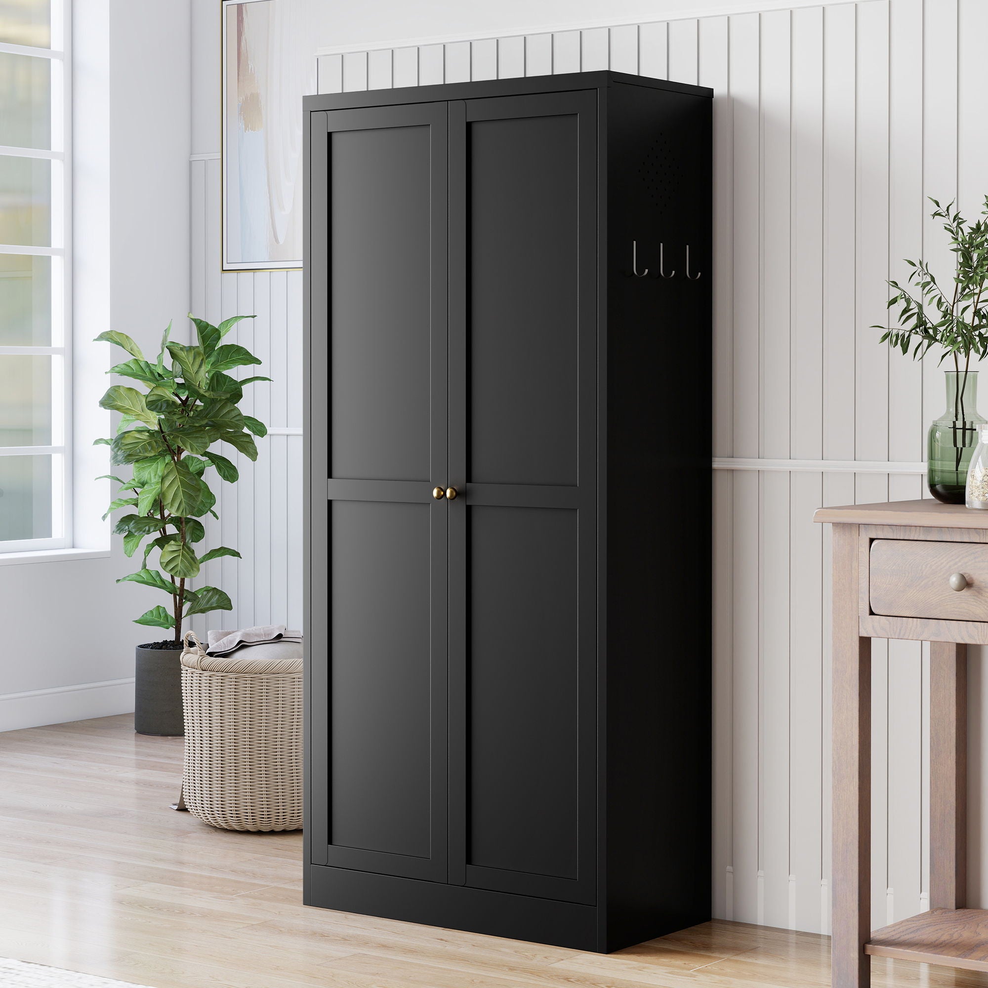 Kitchen Pantry Cabinet With 4 Adjustable Shelves, Heavy Duty Freestanding Organizer