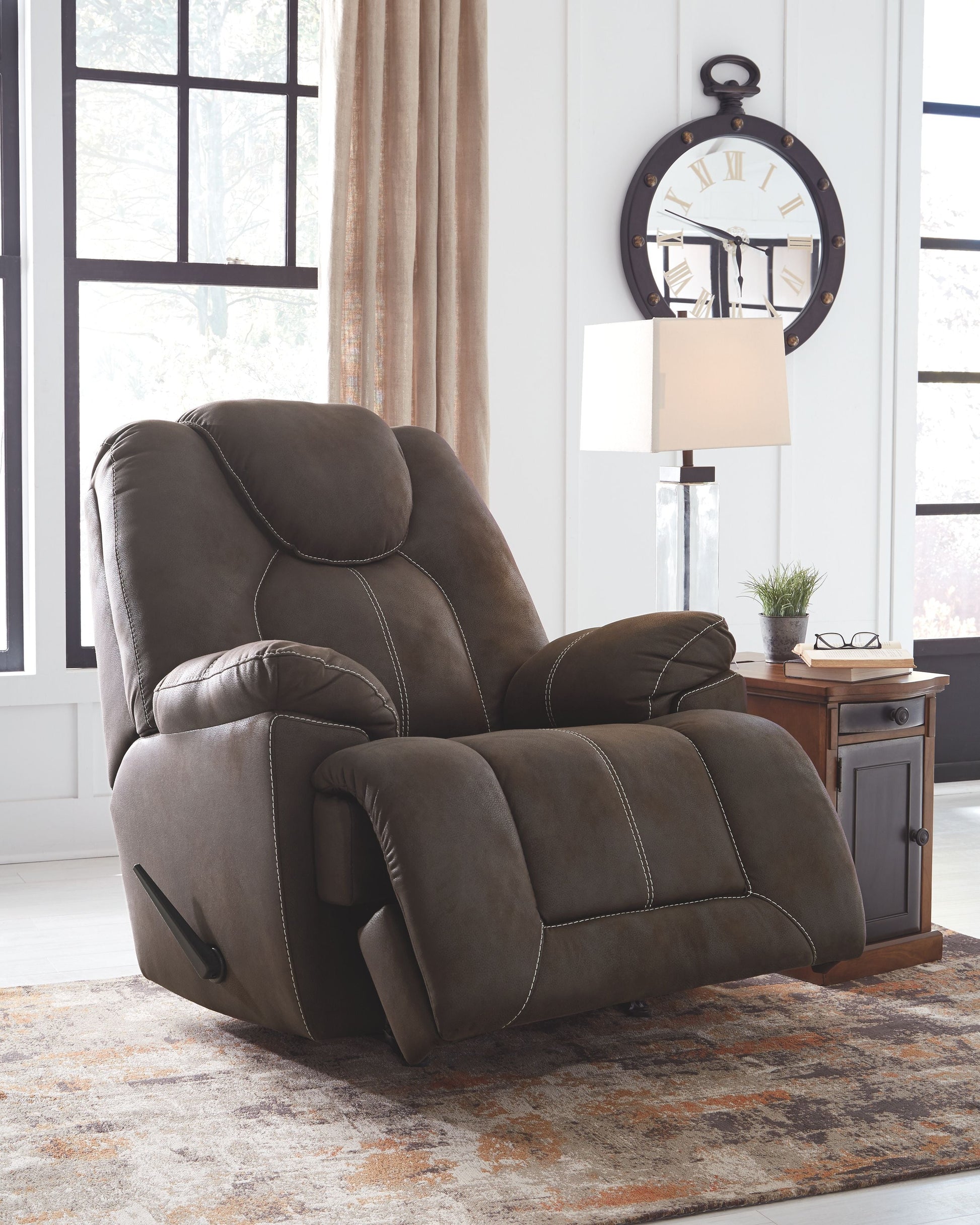 Ashley Furniture Warrior - Coffee - Rocker Recliner | Meri Furniture