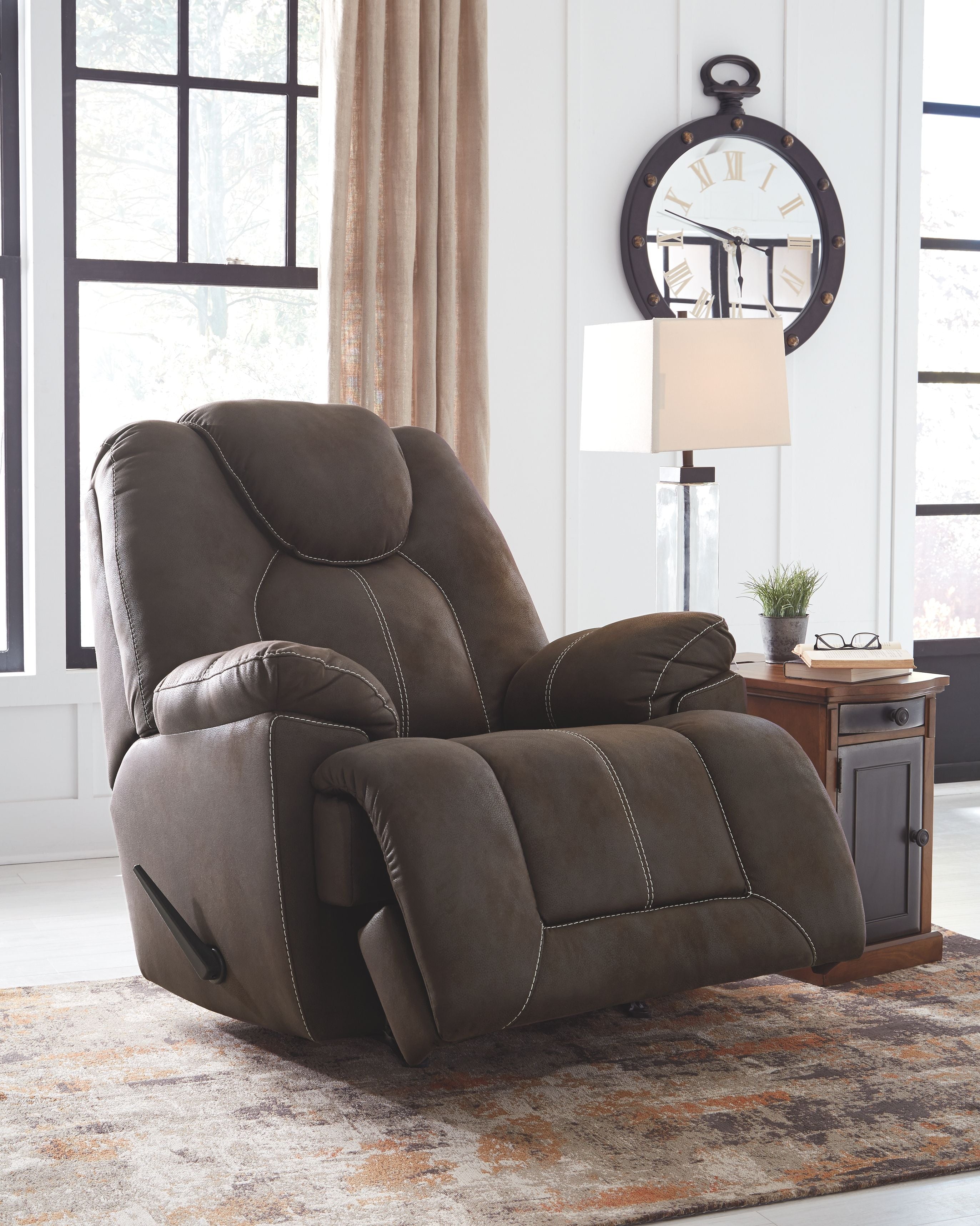 Ashley Furniture Warrior - Coffee - Rocker Recliner | Meri Furniture