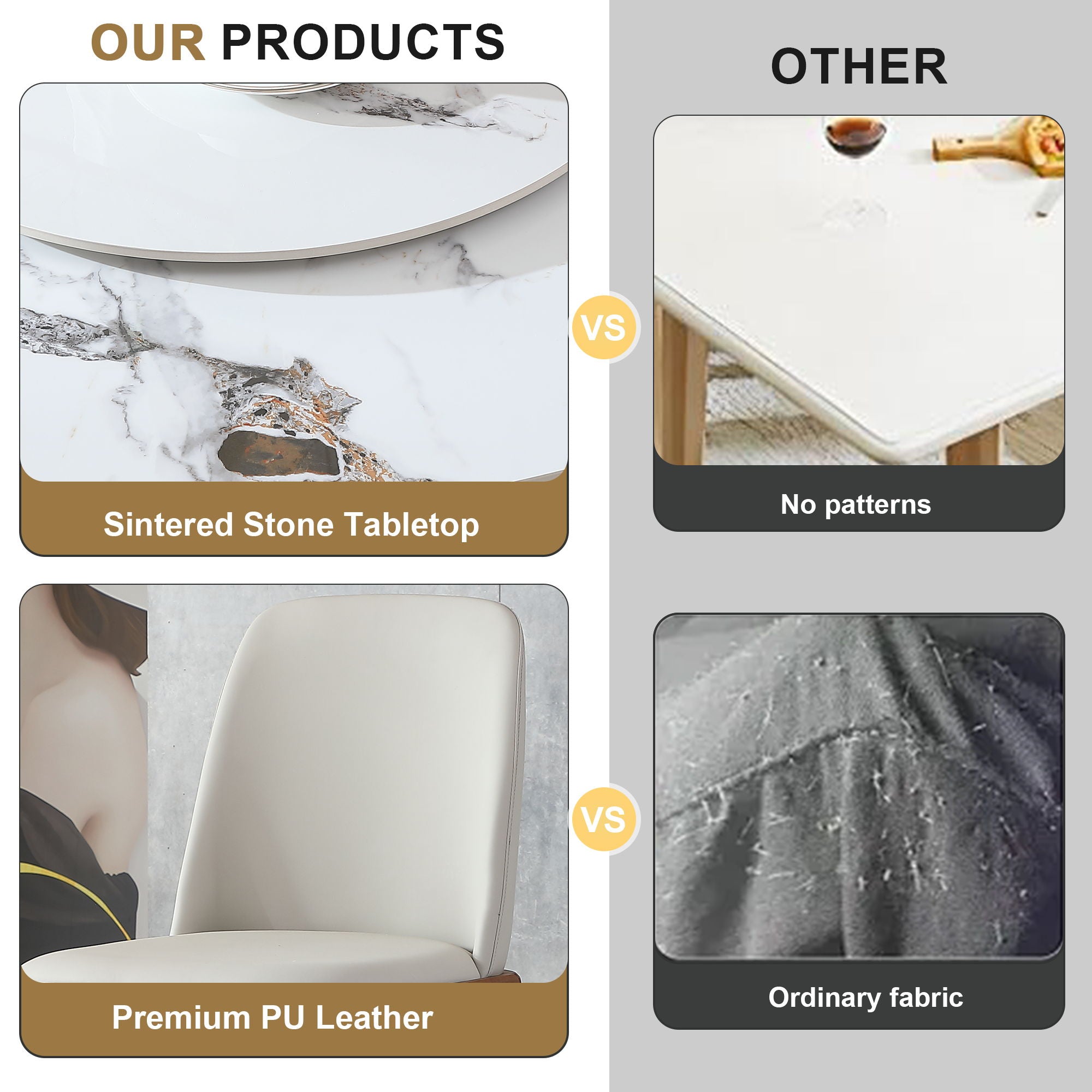 Round Modern Marble Dining Table With Chairs