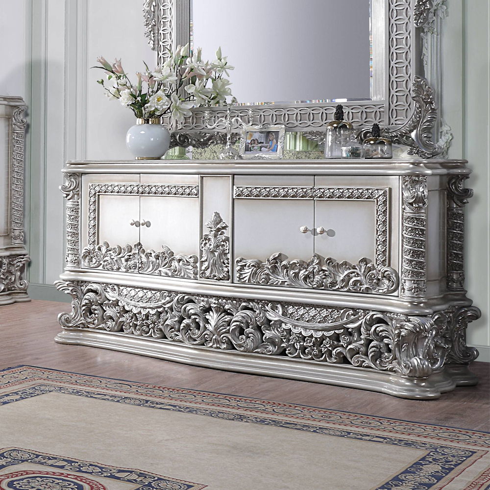 ACME Valkyrie - Dresser - PU, Light Gold & Gray Finish | Meri Furniture