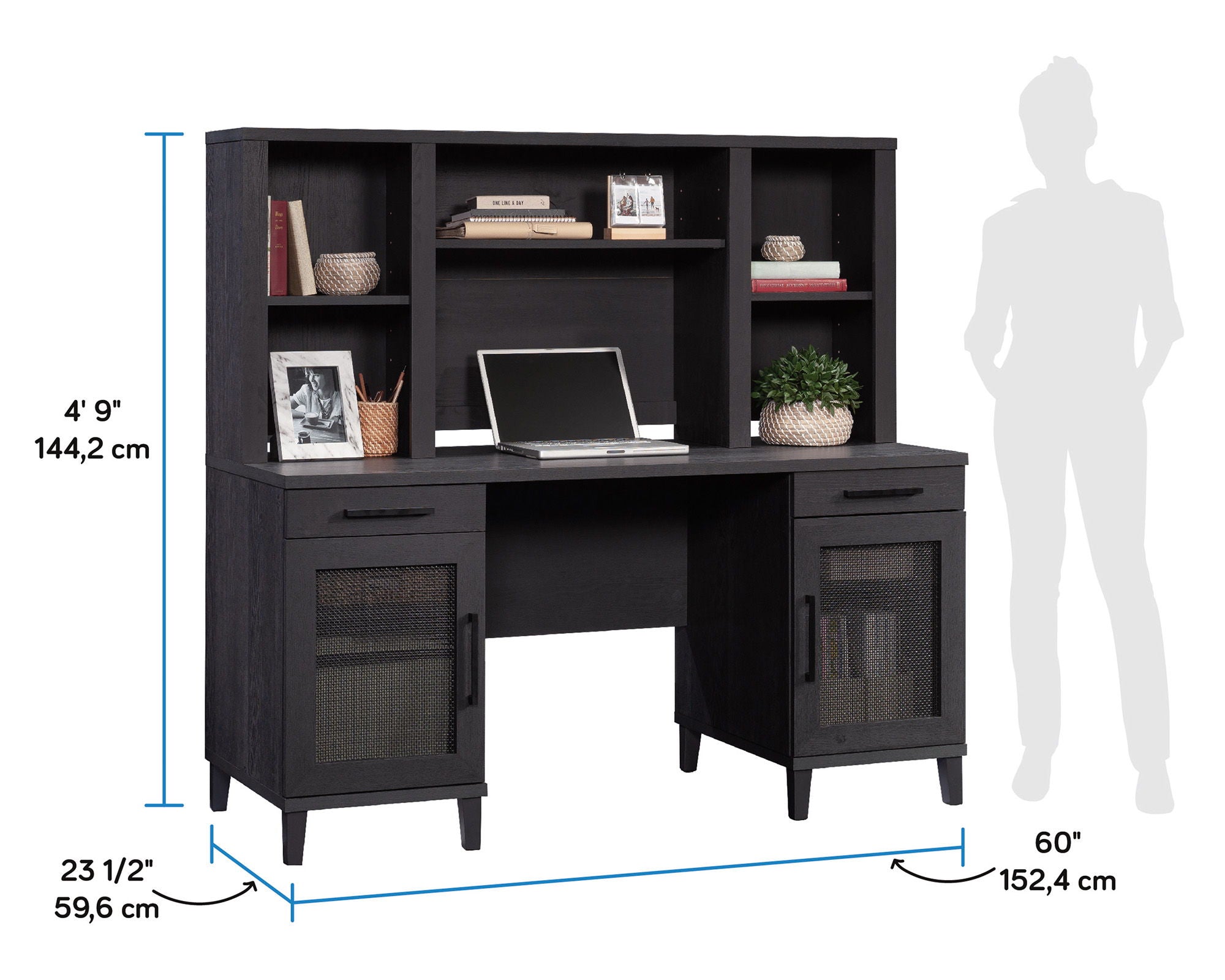 Double Pedestal Desk & Hutch Bundled Set