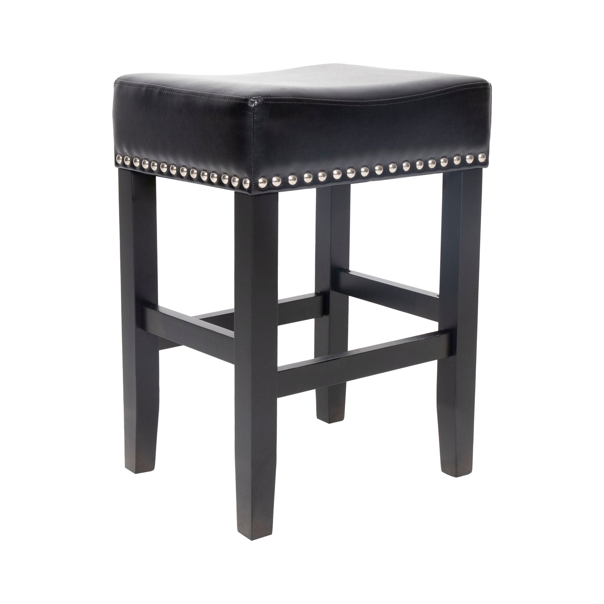 Soltique - Backless Dining Counter Stool With Nailhead Trim (Set of 2)