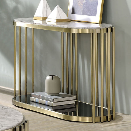 Furniture of America Ofelia - Sofa Table - Antique Brass / Black | Meri Furniture