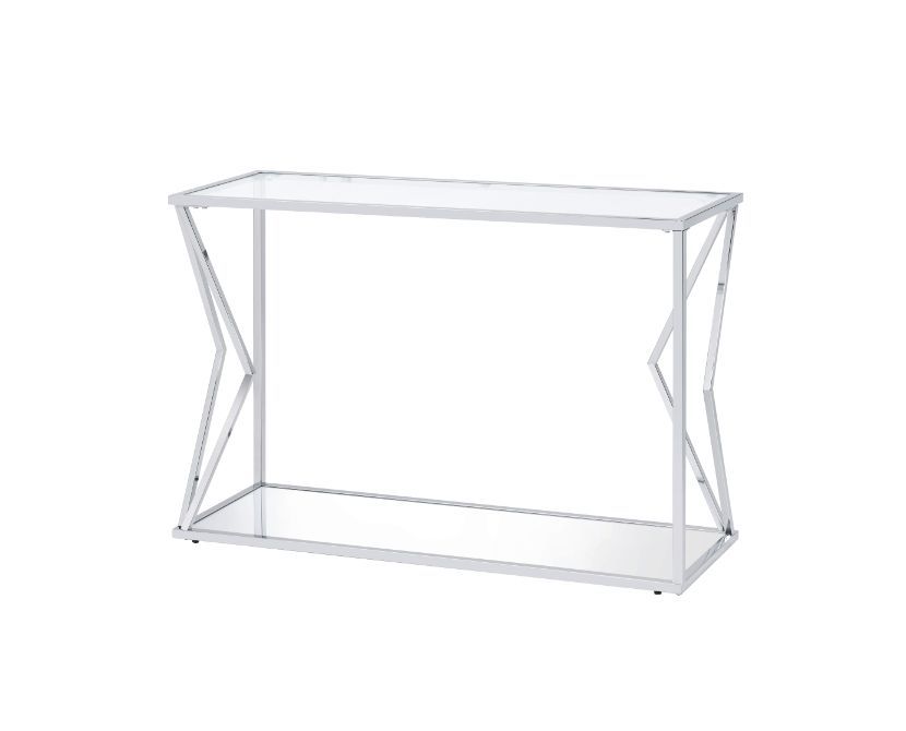 ACME Virtue - Sofa Table - Clear Glass & Chrome Finish | Meri Furniture