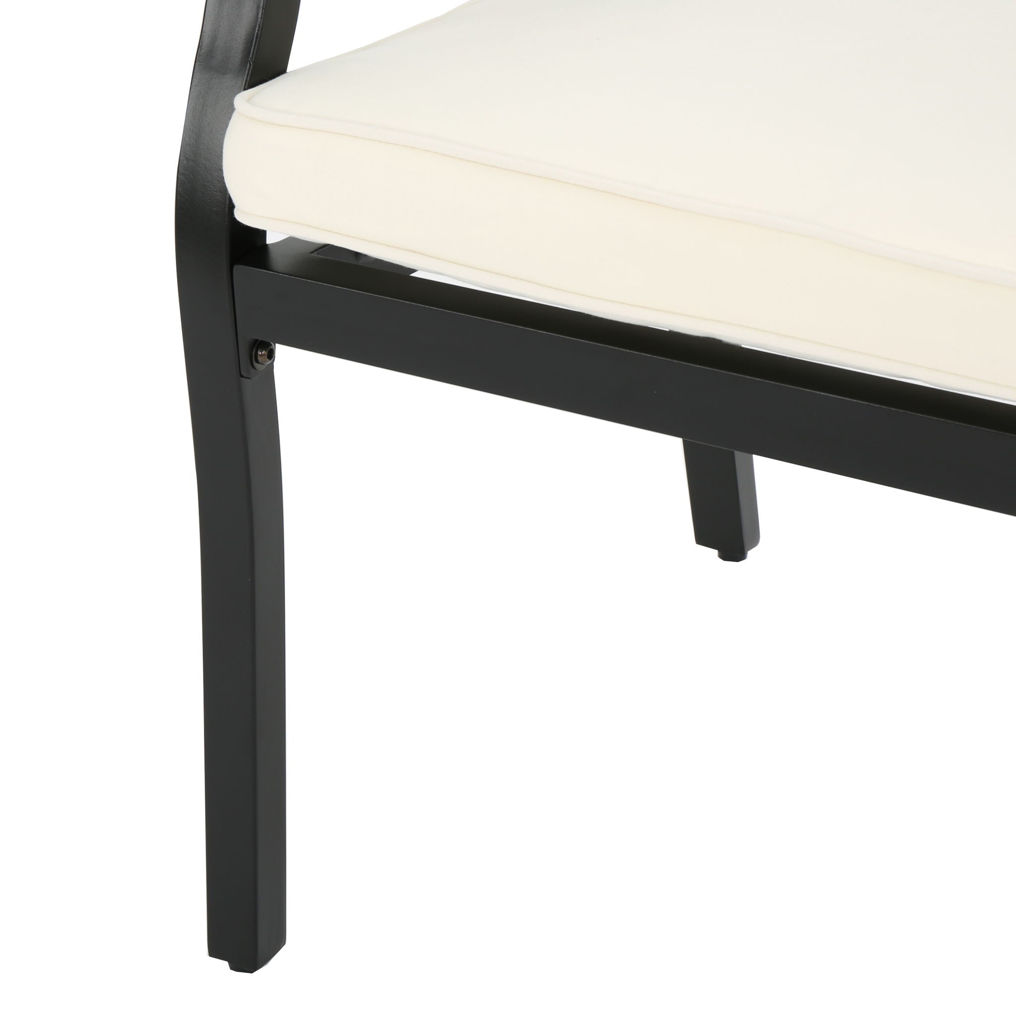 Outdoor Dining Chair Set With Water Resistant Cushions - Black / Ivory