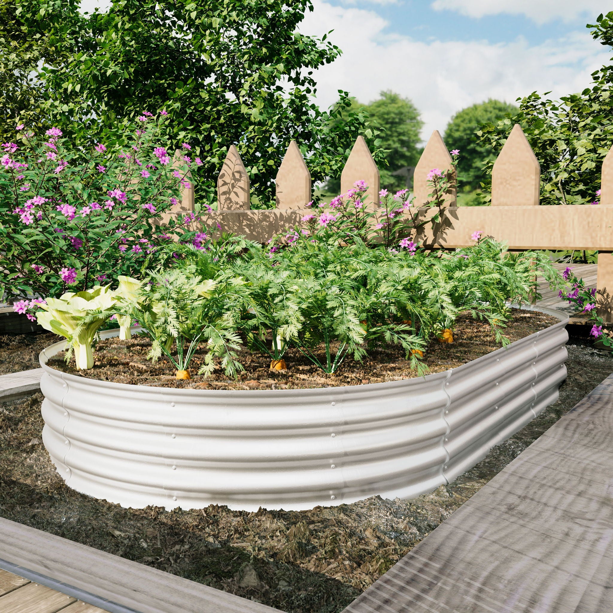 Heavy Duty Galvanized Raised Garden Bed Kit For Vegetables, Flowers & Herbs