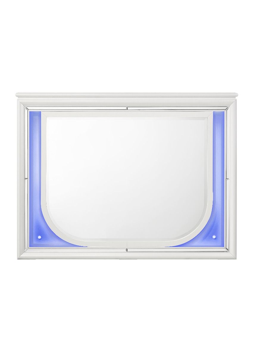 ACME Tarian - Mirror With LED - Pearl White | Meri Furniture