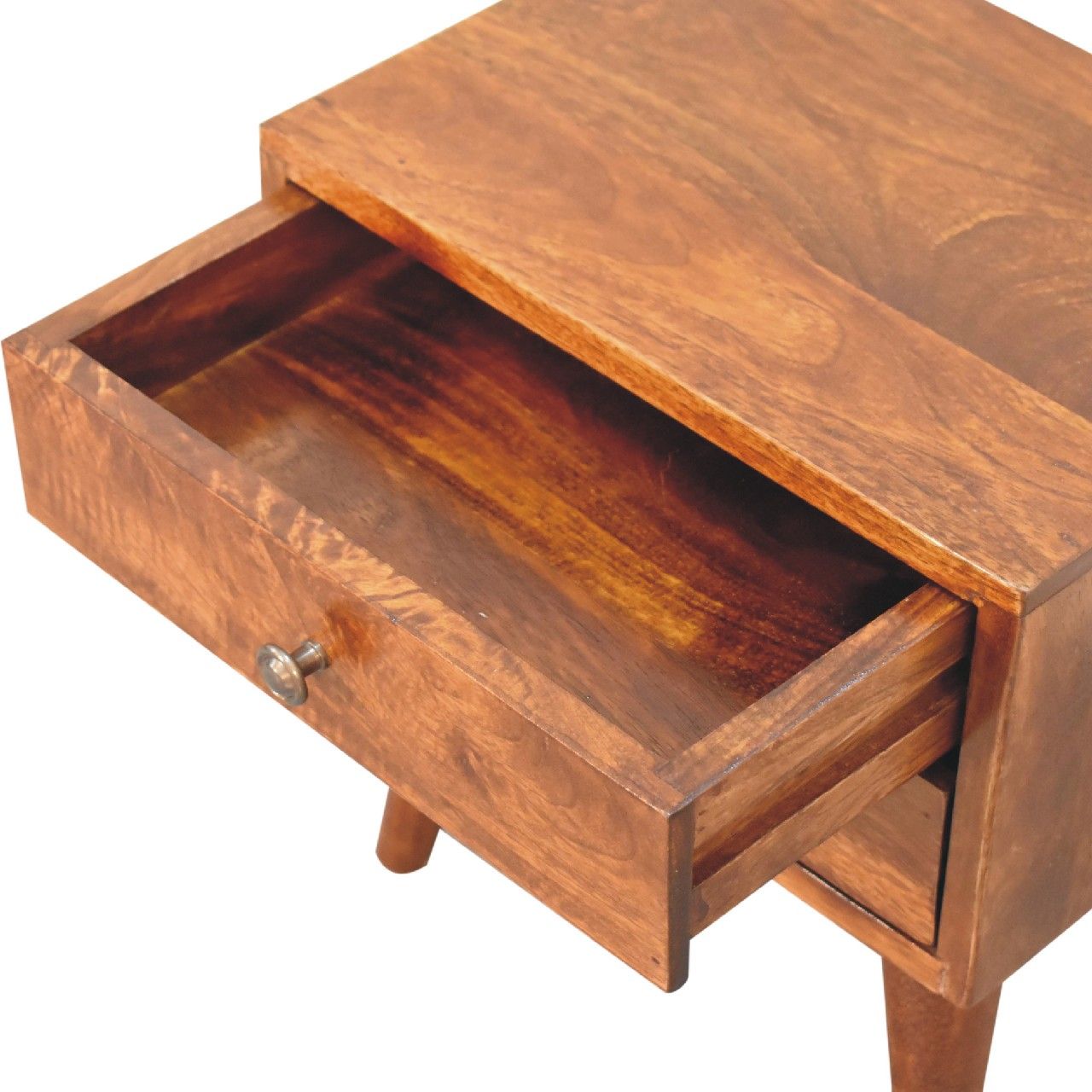 Mini Modern Bedside Table - Chestnut