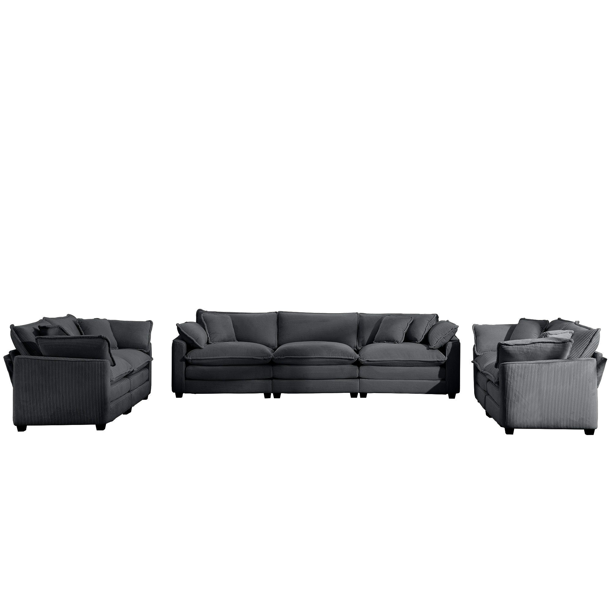 Elegant Corduroy Oversized Sectional Sofa Set With Deep Seats And Flexible Layout