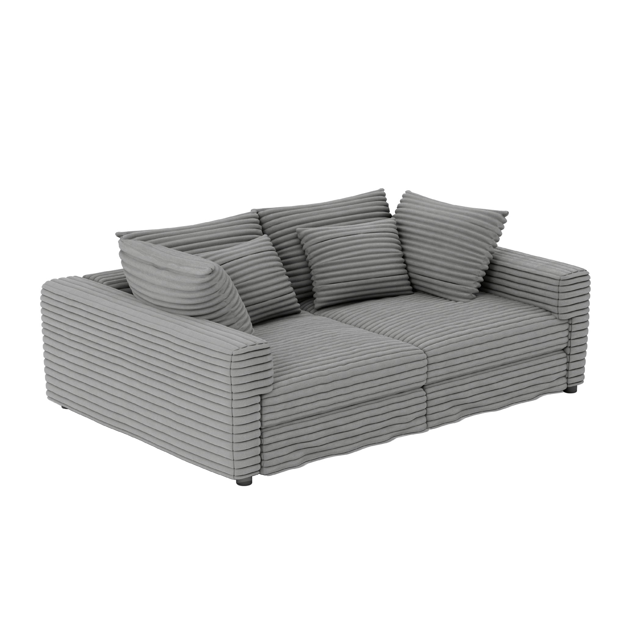Plush Corduroy 4 Seat Sofa, Modern Comfy Upholstered Sofa Cloud Couch, Deep Seat Couches With Soft Pillows