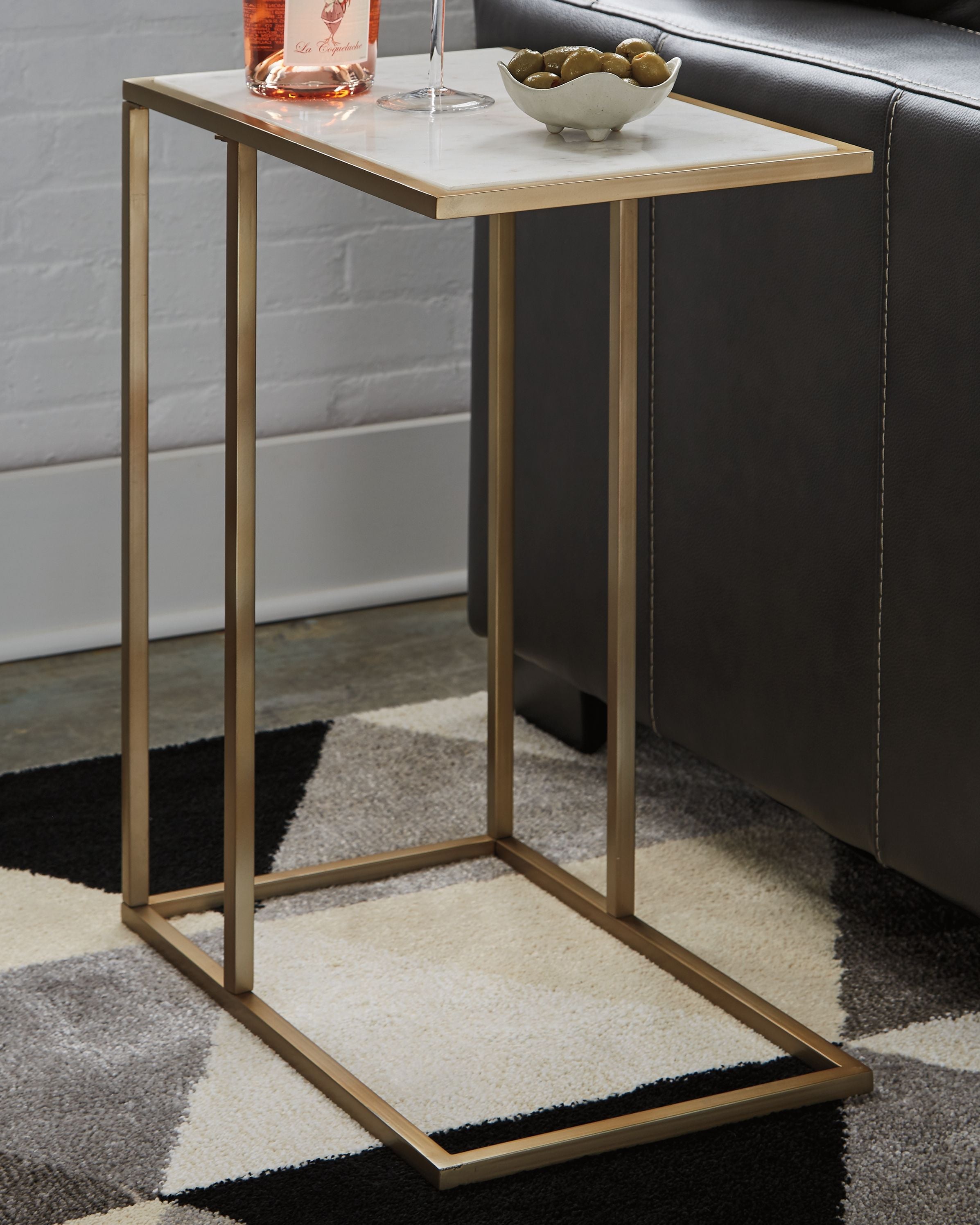 Ashley Furniture Lanport - Champagne / White - Accent Table | Meri Furniture
