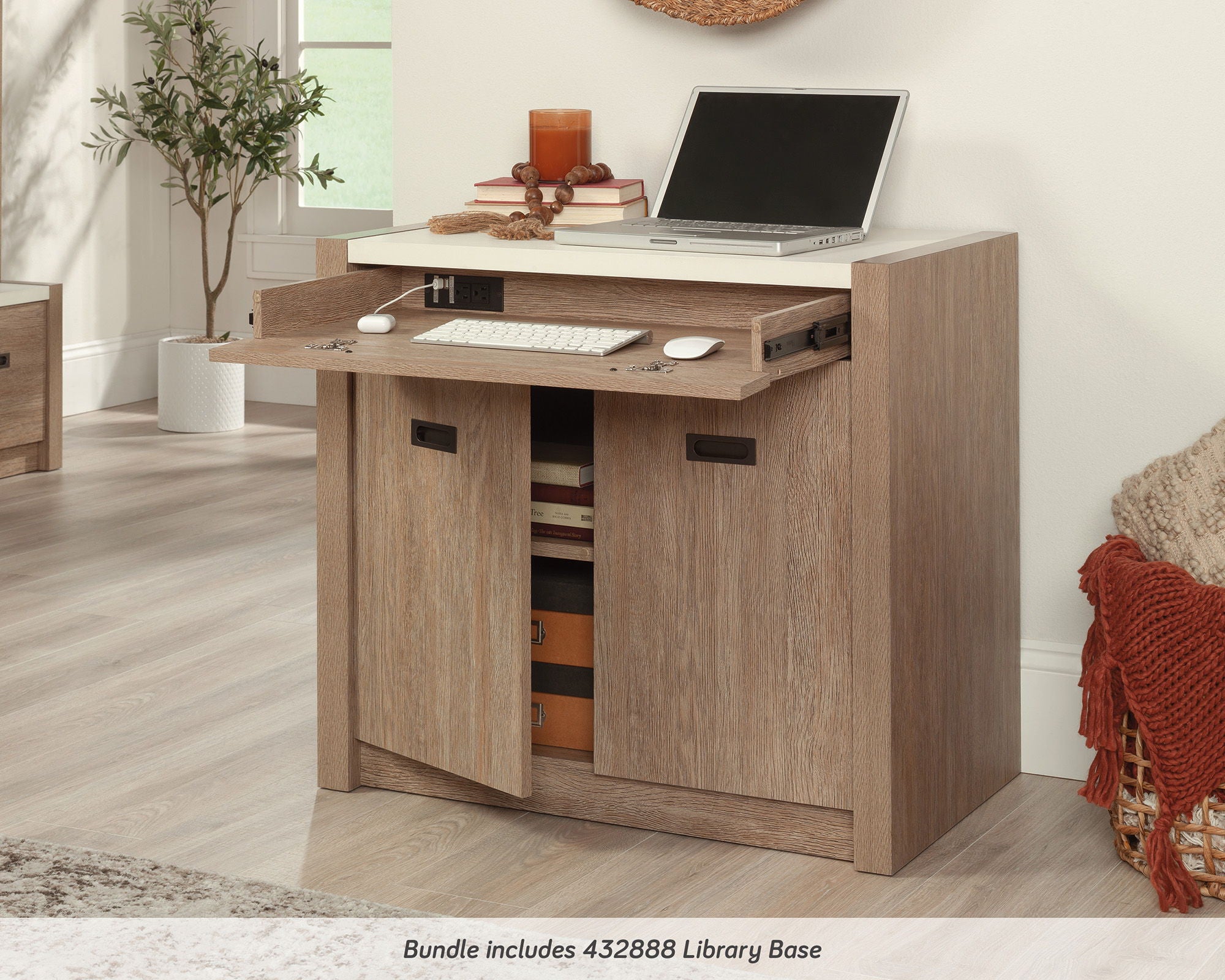 2-Door Base Cabinet & Library Hutch Bundle