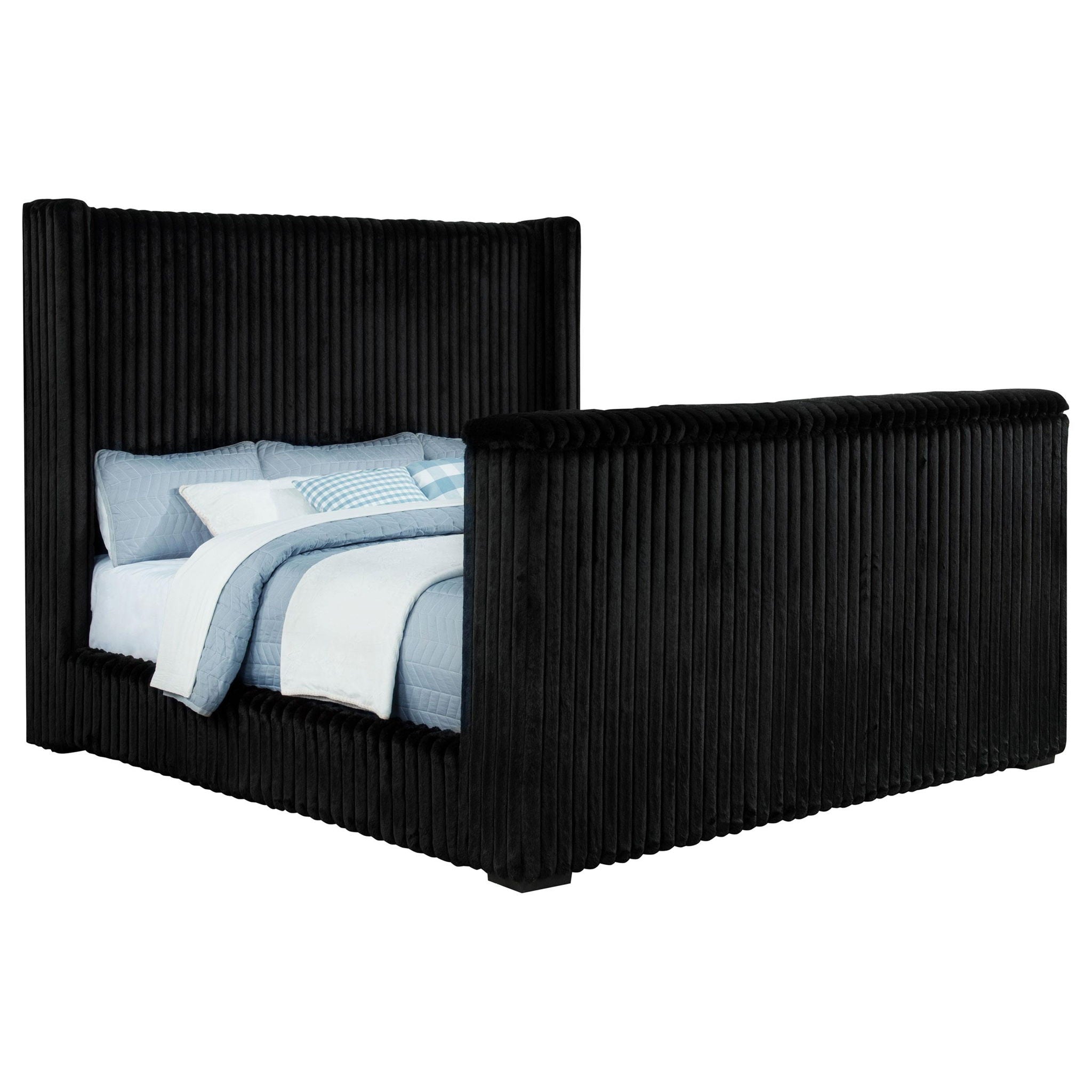 Centergrove Upholstered California King Wingback TV Bed Black