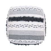 Karim - Faux Yarn Large Pouf, Durable - Ivory / Gray