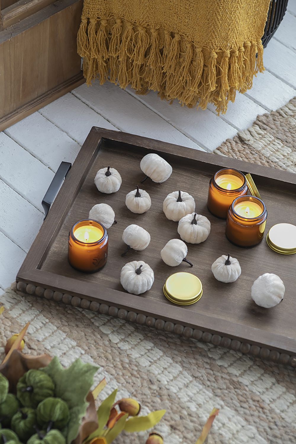 Velvety Pumpkin In Mesh Bag, Bag / 12, For Holiday Harvest Festival Fall Festival & Thanksgiving (Set of 4) - White