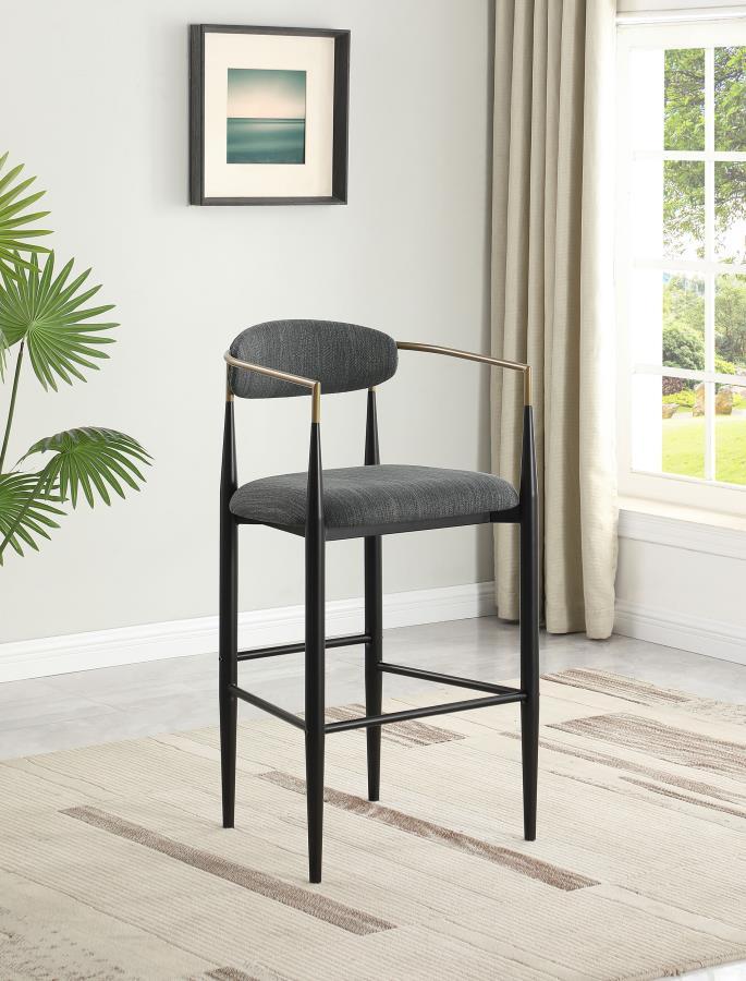 Coaster Fine Furniture Tina - Metal Pub Height Bar Stool With Upholstered Back And Seat (Set of 2) | Meri Furniture