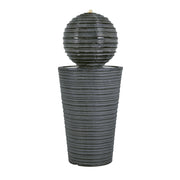 31.5" Tall Striped Column Fountain With LED Light Design For Outdoor Spaces - Gray
