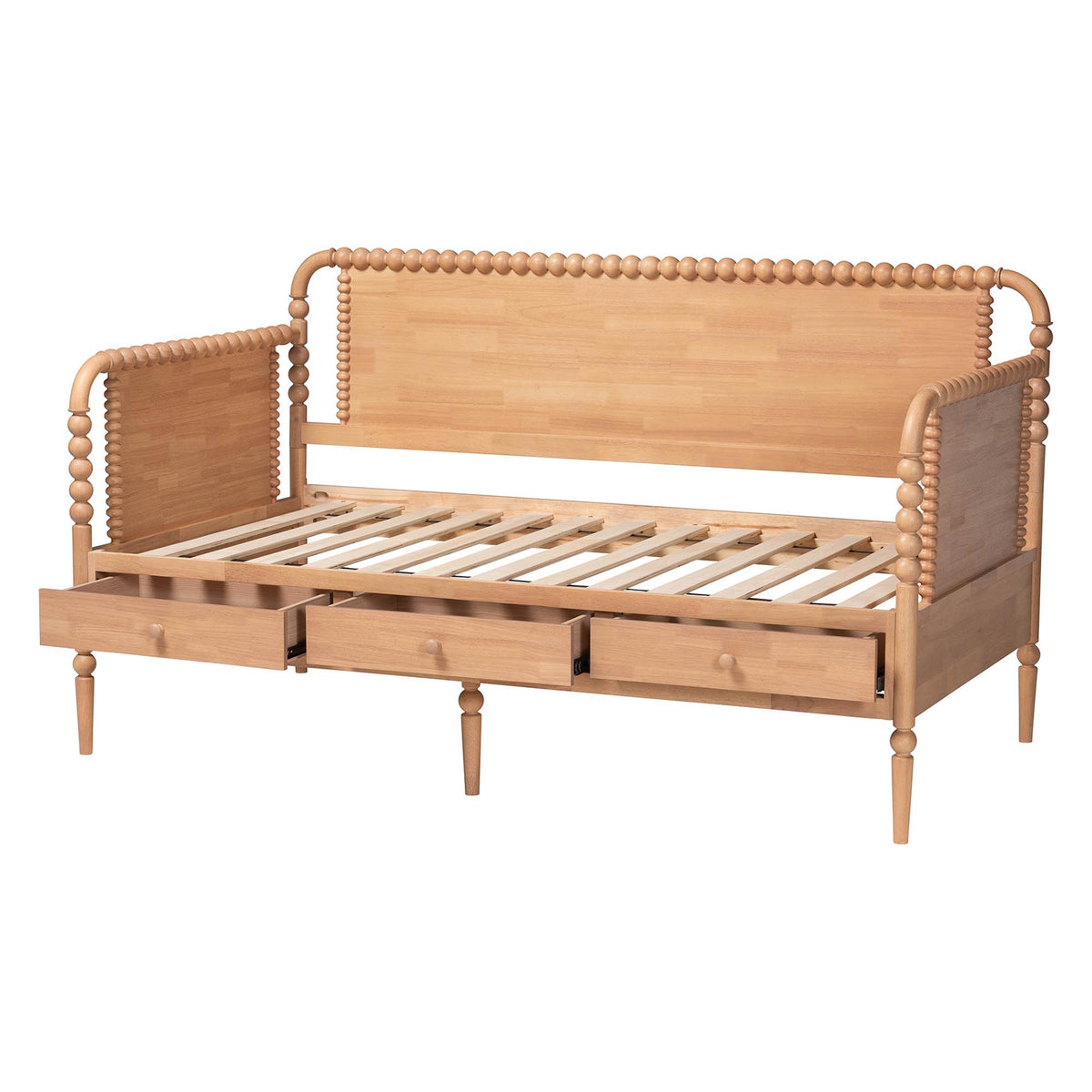 Lucera 3-Drawer Daybed with Bobbin Frame, Full, Beech Brown