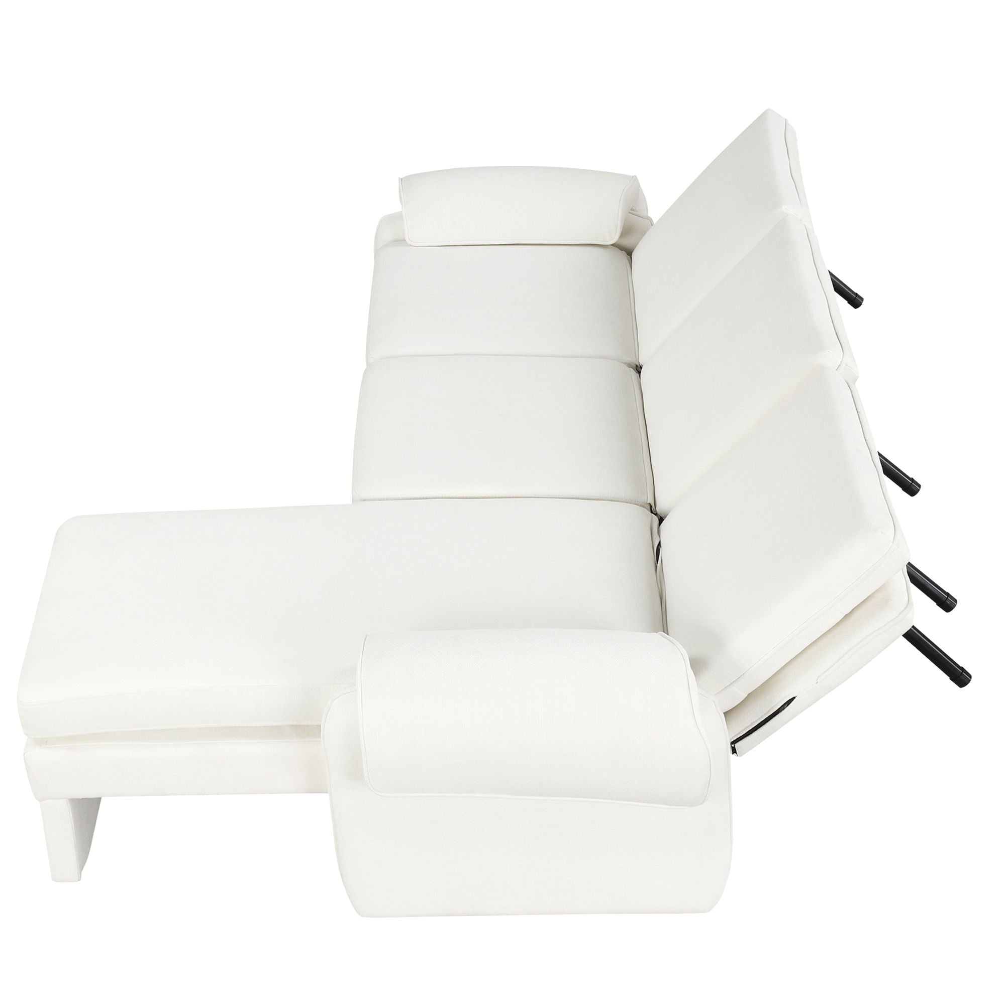 Convertible Futon Sofa Bed With Adjustable Backrest, Reversible Chaise Lounge And 2 Removable Armrest Pillows