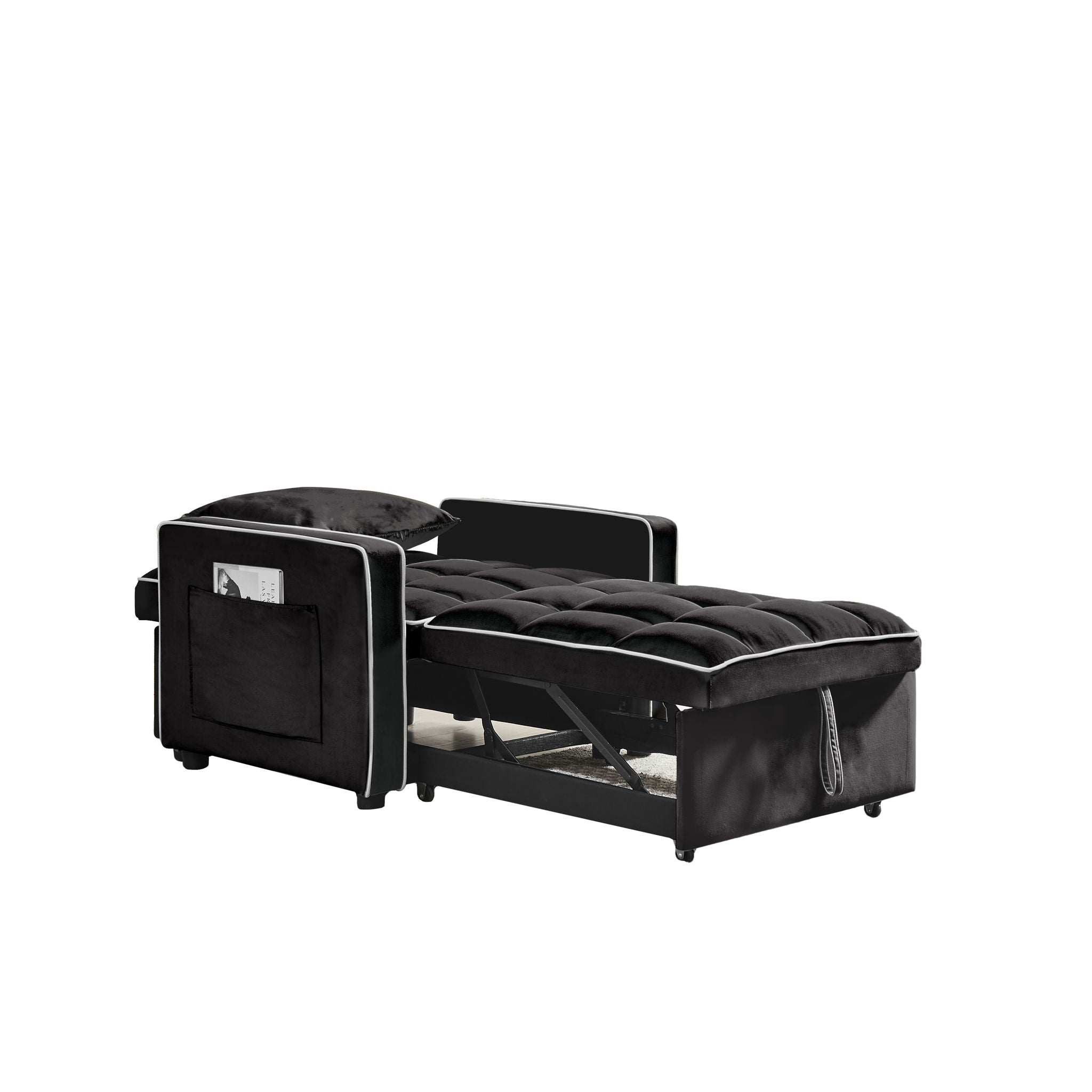 Modern Velvet 3 In 1 Sofa Bed Chair, Adjustable Recliner