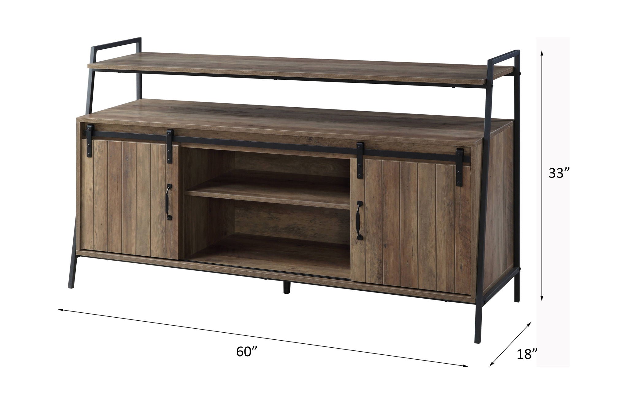 Rashawn - TV Stand - Rustic Oak & Black