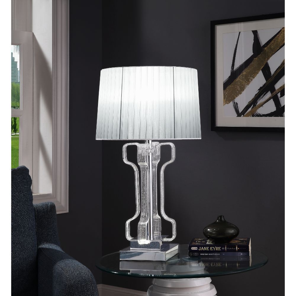 ACME Melinda - Table Lamp - Clear Acrylic & Chrome | Meri Furniture