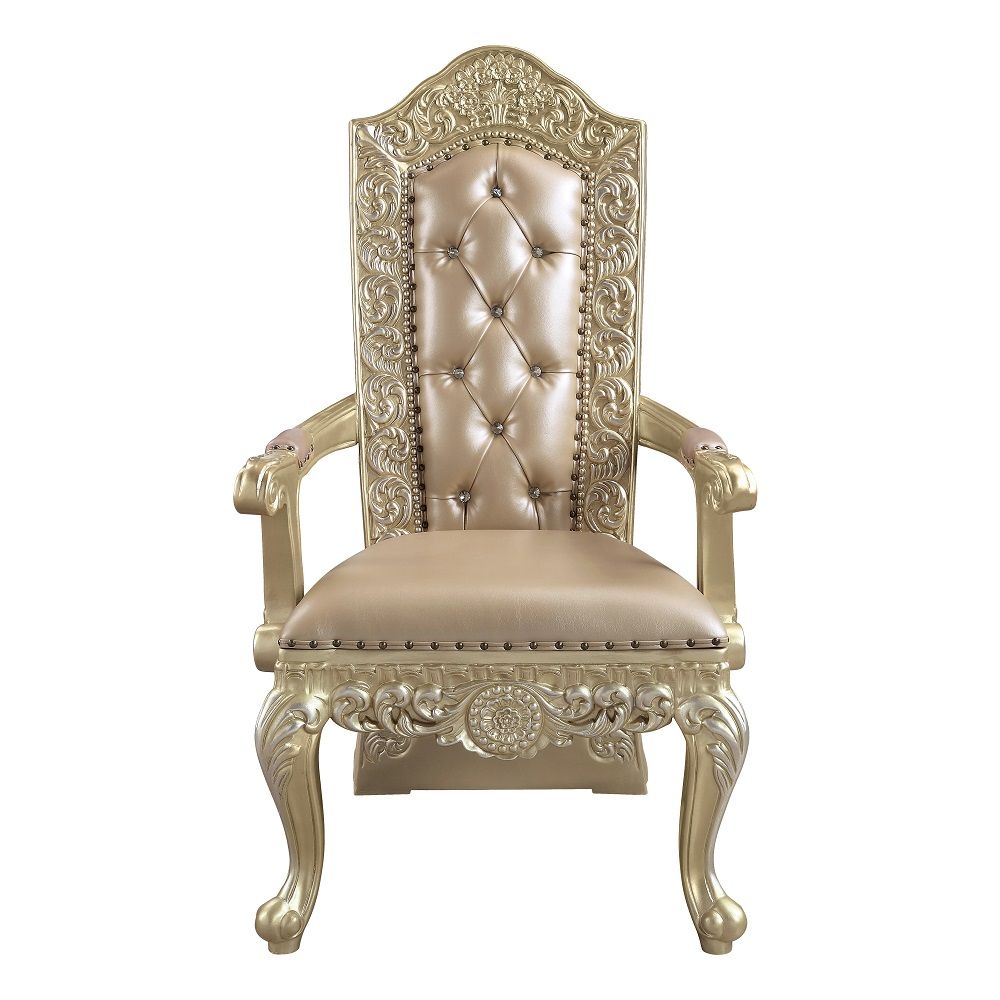 Vatican - Arm Chair Set of 2) - Synthetic Leather & Champagne Silver