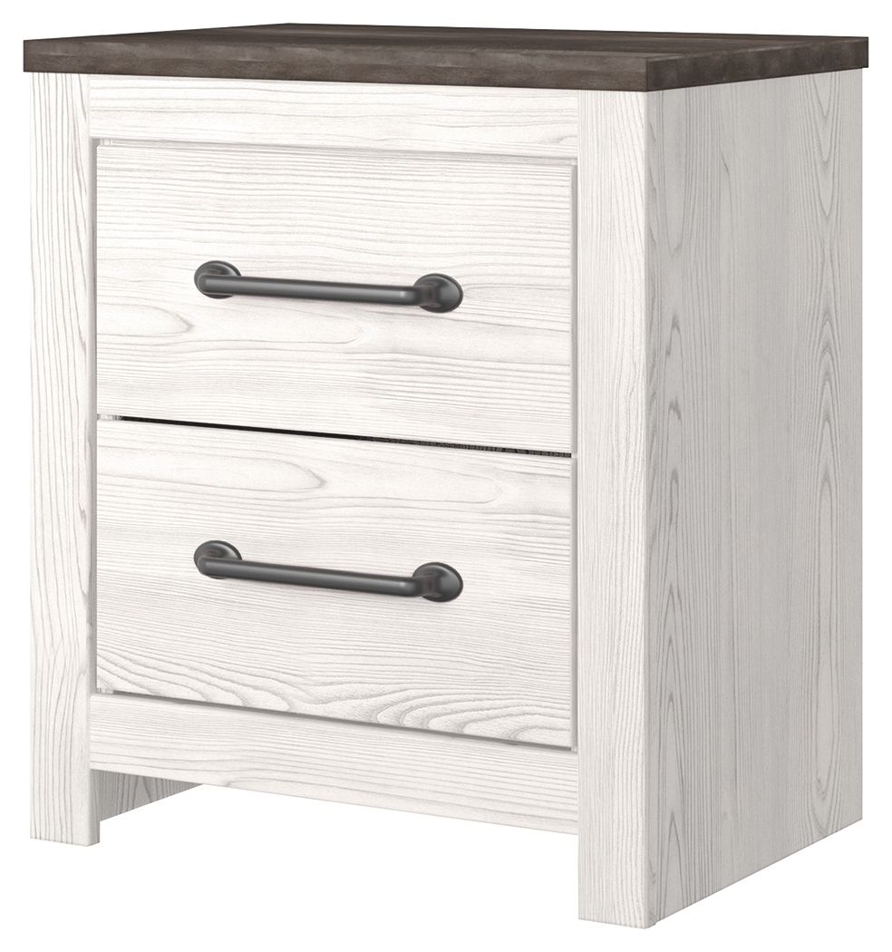 Signature Design by Ashley® Gerridan - White / Gray - Two Drawer Night Stand | Meri Furniture