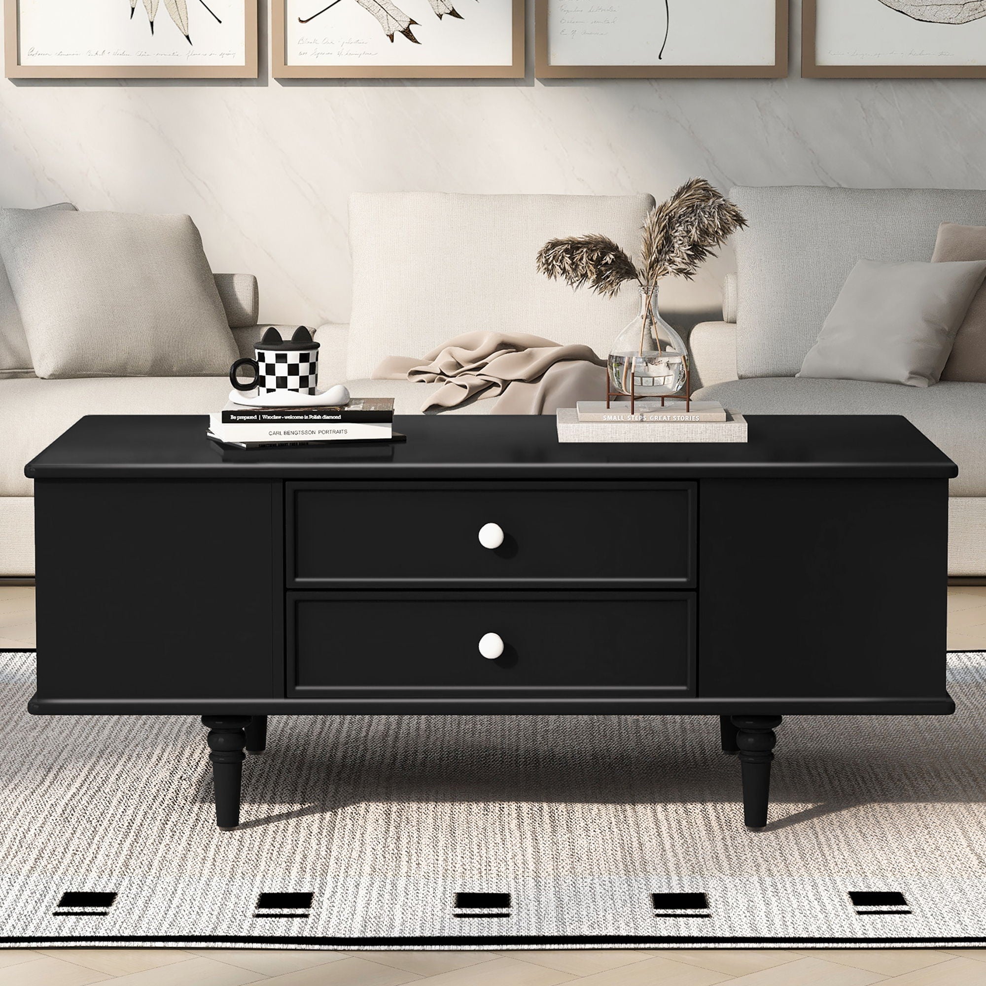Modern Rectangle Coffee Table With Four Drawers