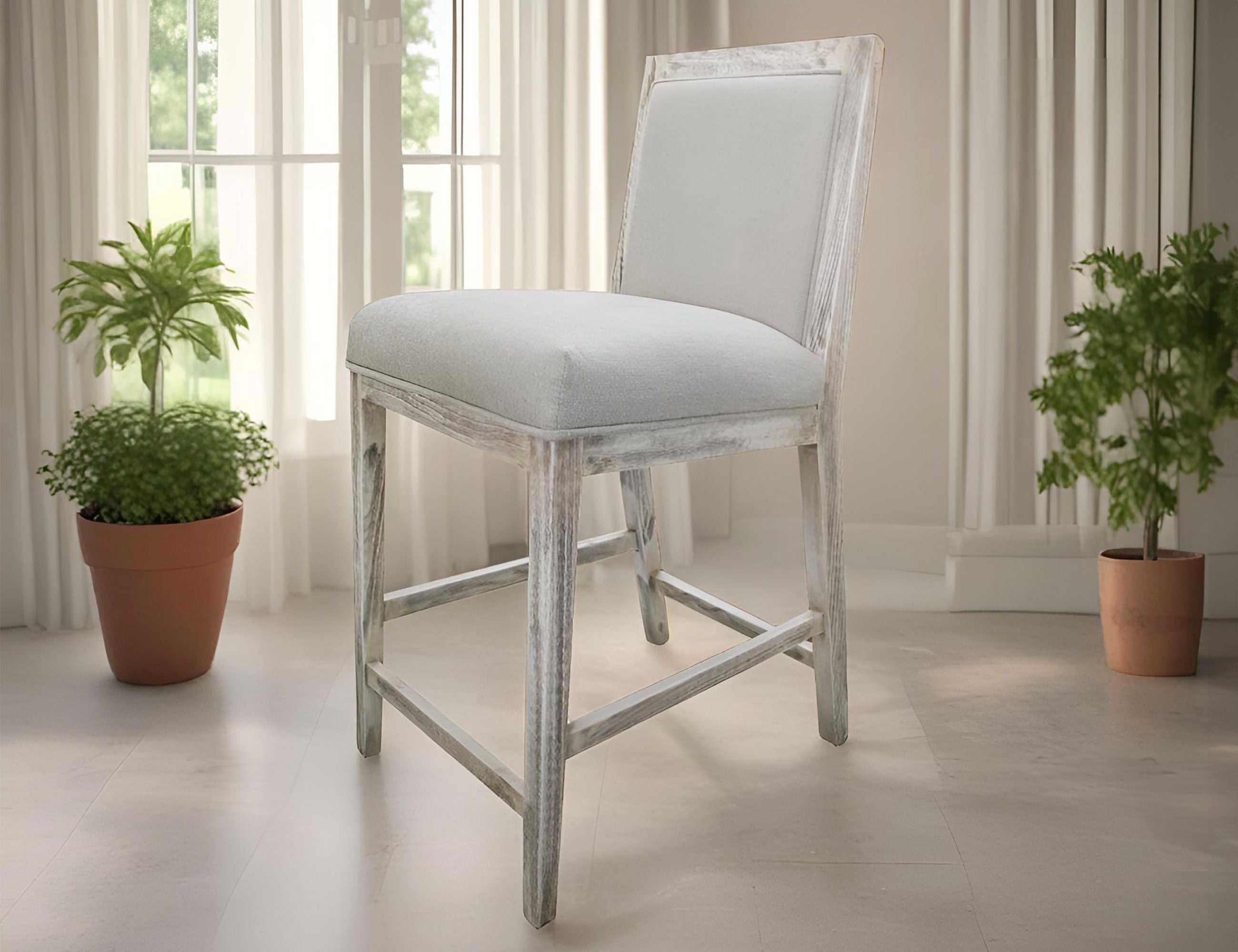 International Furniture Direct Sahara - Barstool (Set of 2) - Light Cream | Meri Furniture