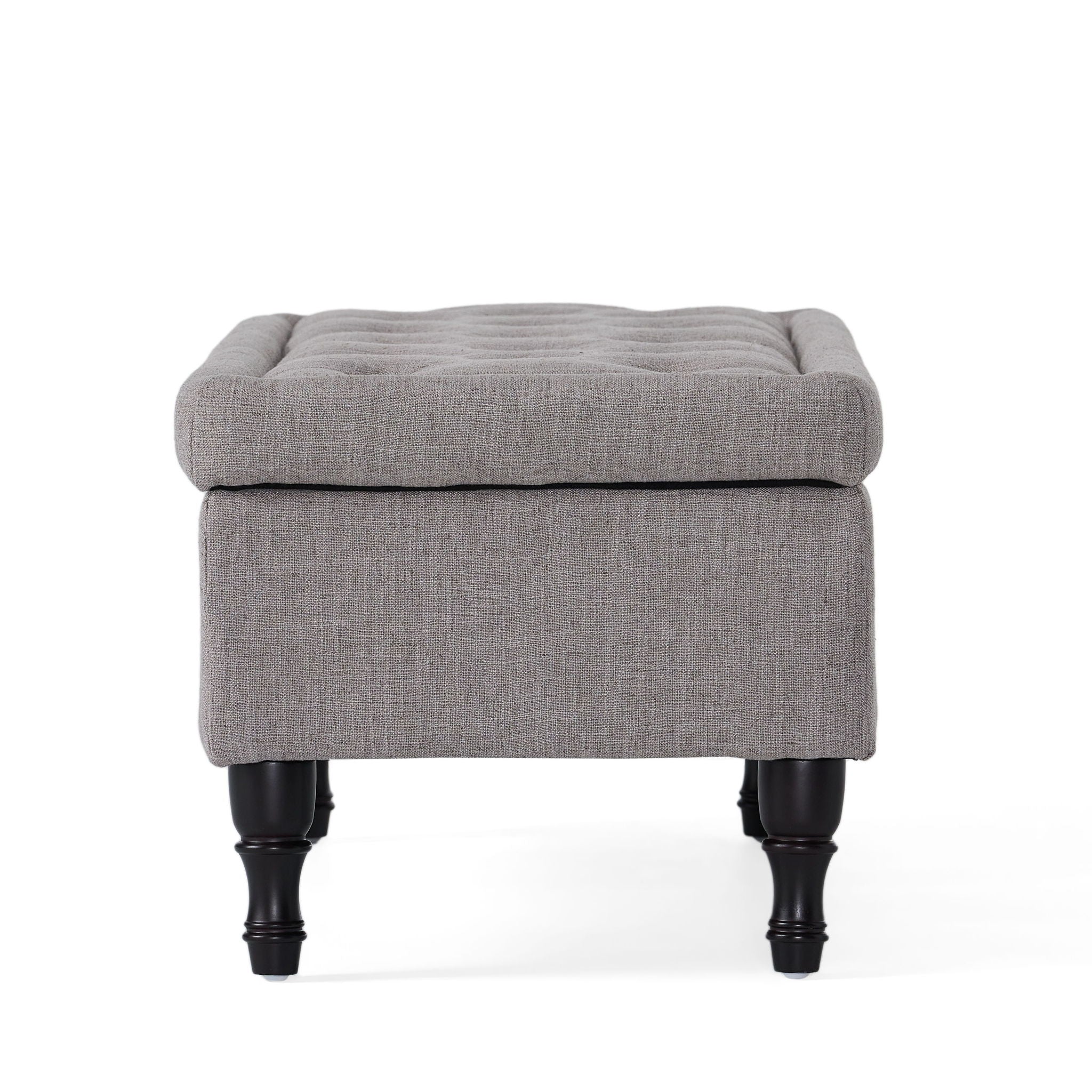Dean - Fabric Storage Wide Tufted Rectangle Ottoman - Gray