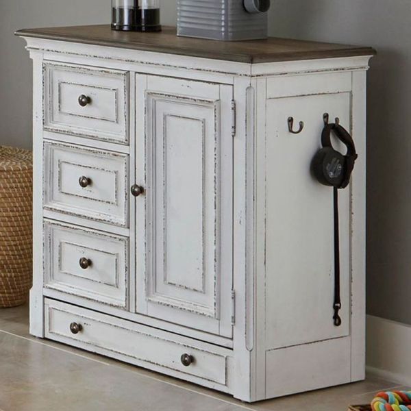 Liberty Furniture Magnolia Manor - Pet Feeder Cabinet - White | Meri Furniture