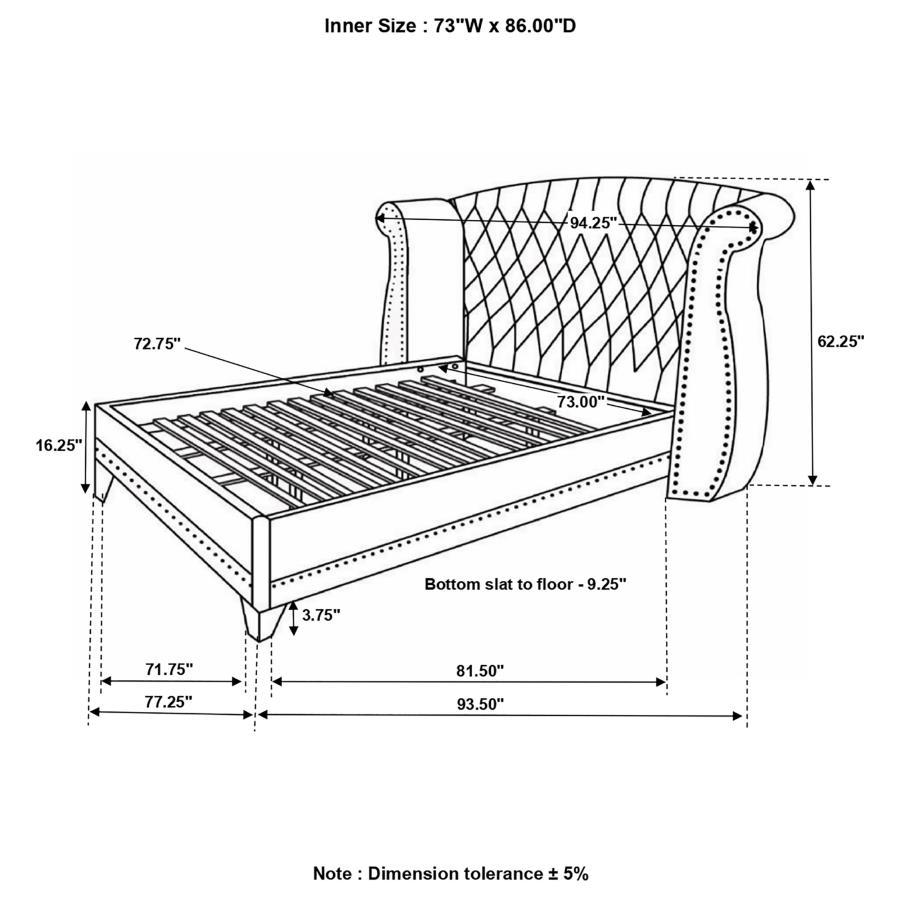 Coaster Fine Furniture Barzini - Upholstered Wingback Bed | Meri Furniture