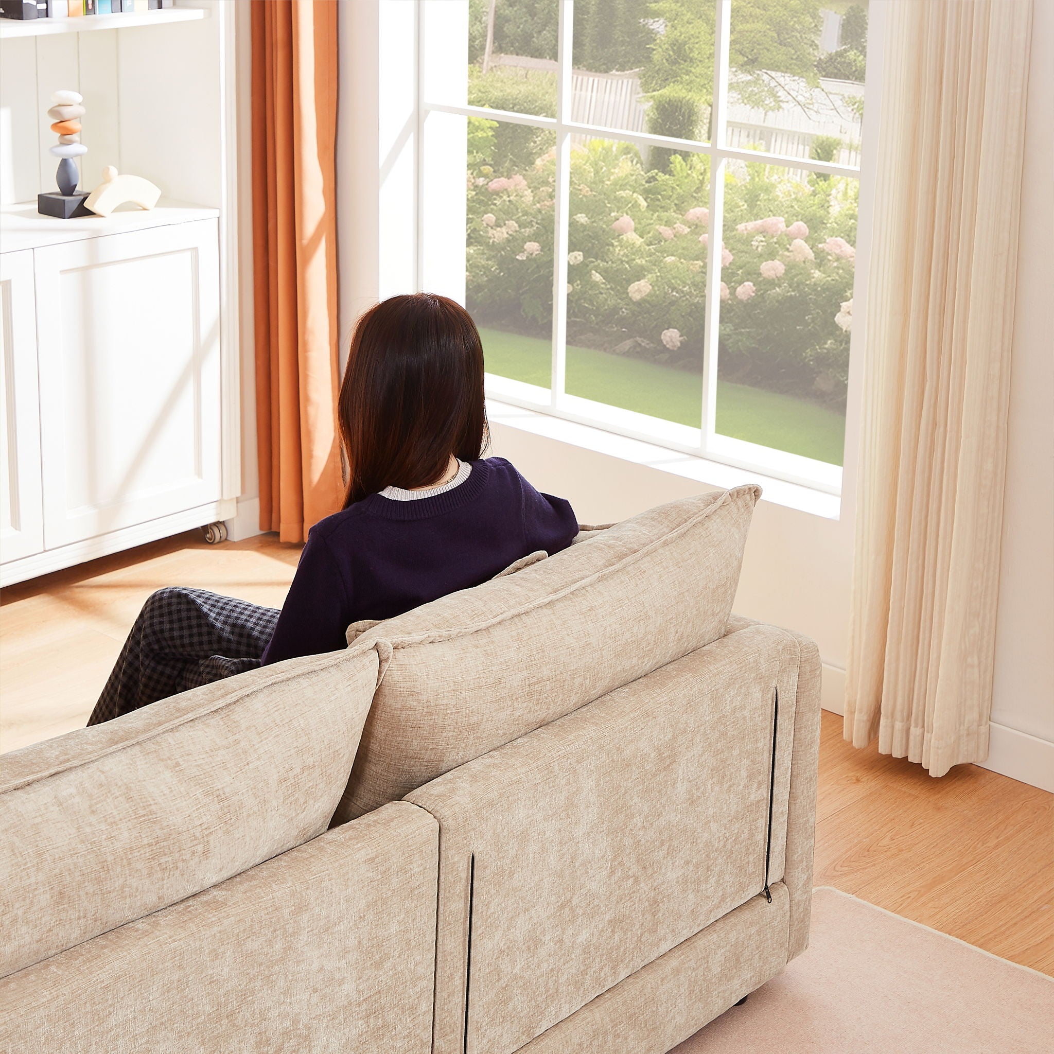 Contemporary Modular Sectional Sofa Set With Movable Ottoman