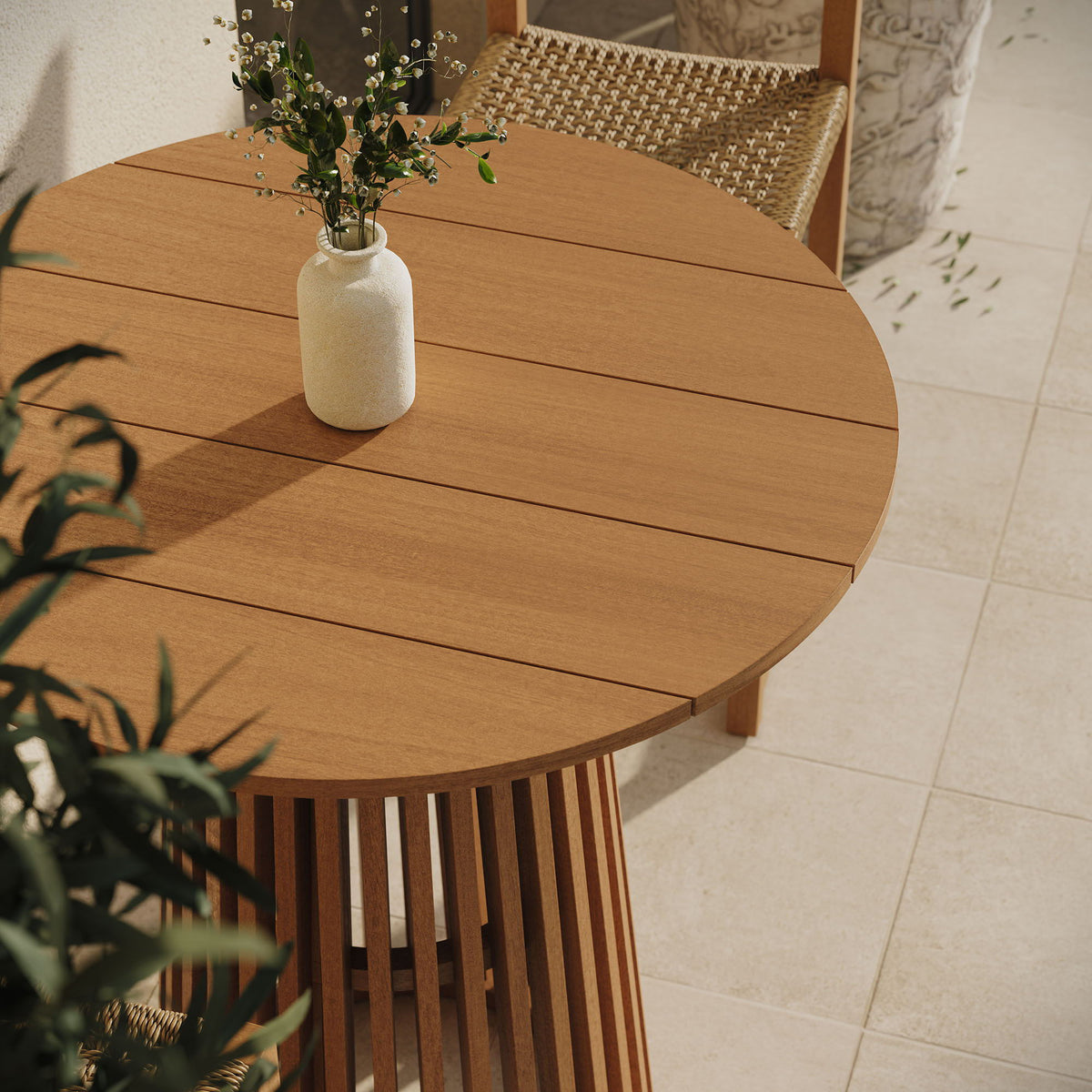 Lane 35 Inch Round Outdoor Patio Teak Wood Bar Table by Modway
