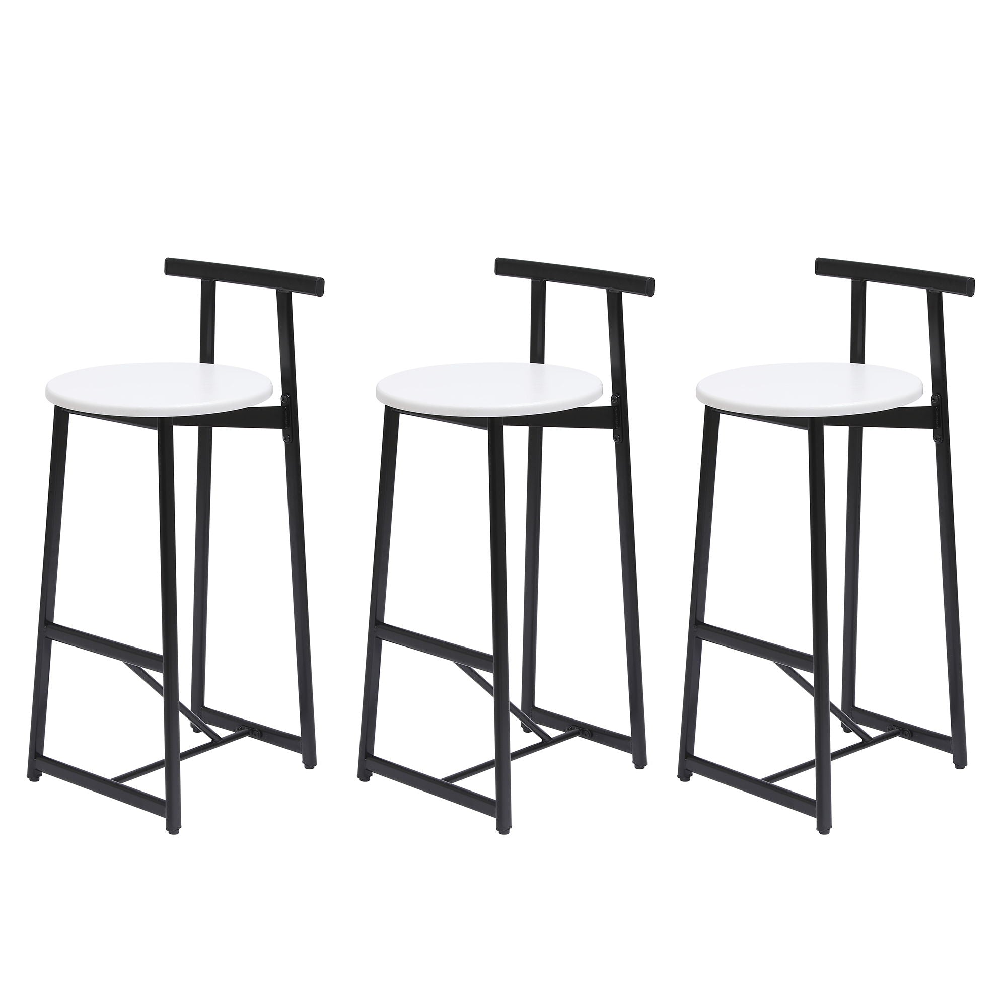 Modern Bar Stools With Backrest For Kitchen (Set of 3)